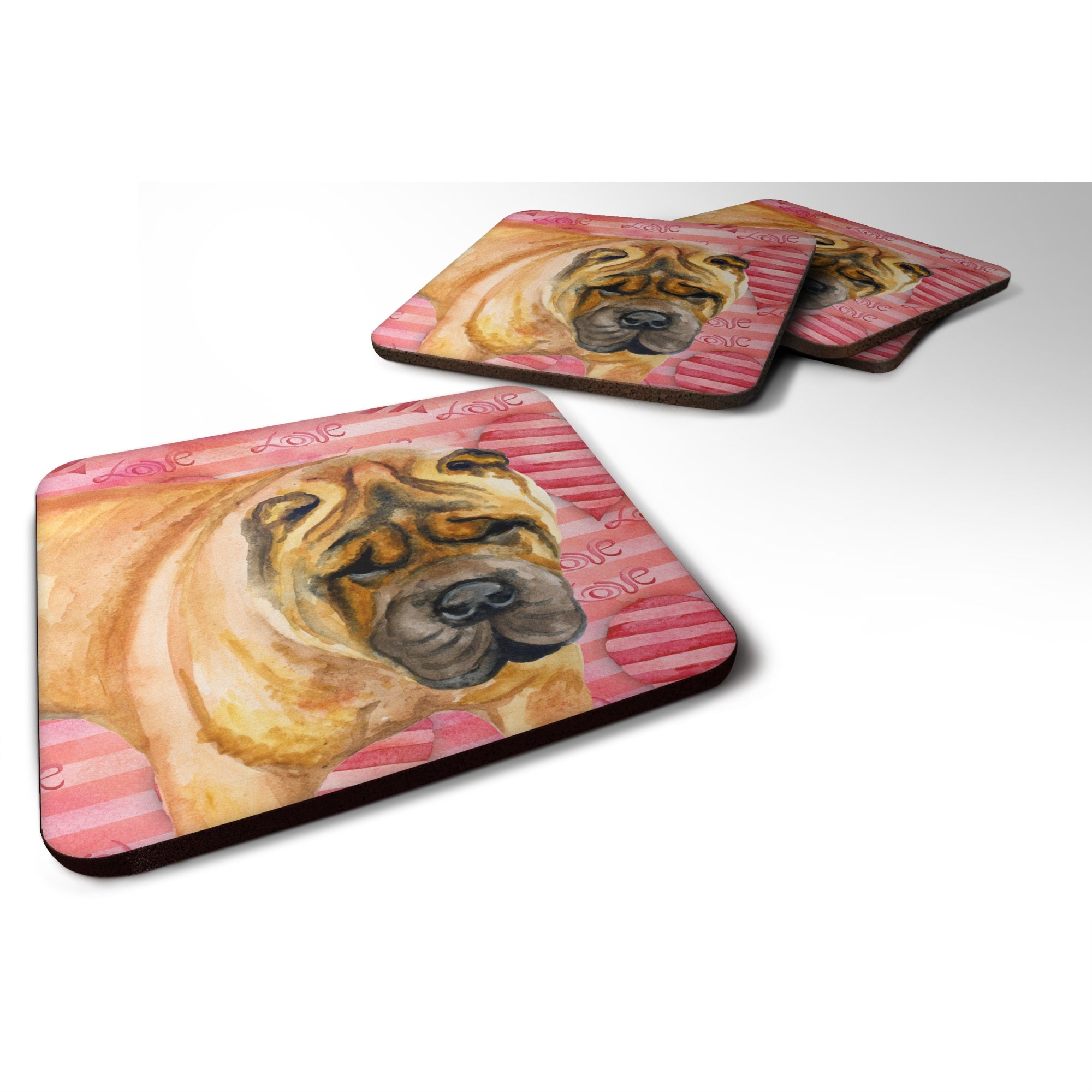 'Caroline'S Treasures Shar Pei Love Decorative Coasters, Multicolor''