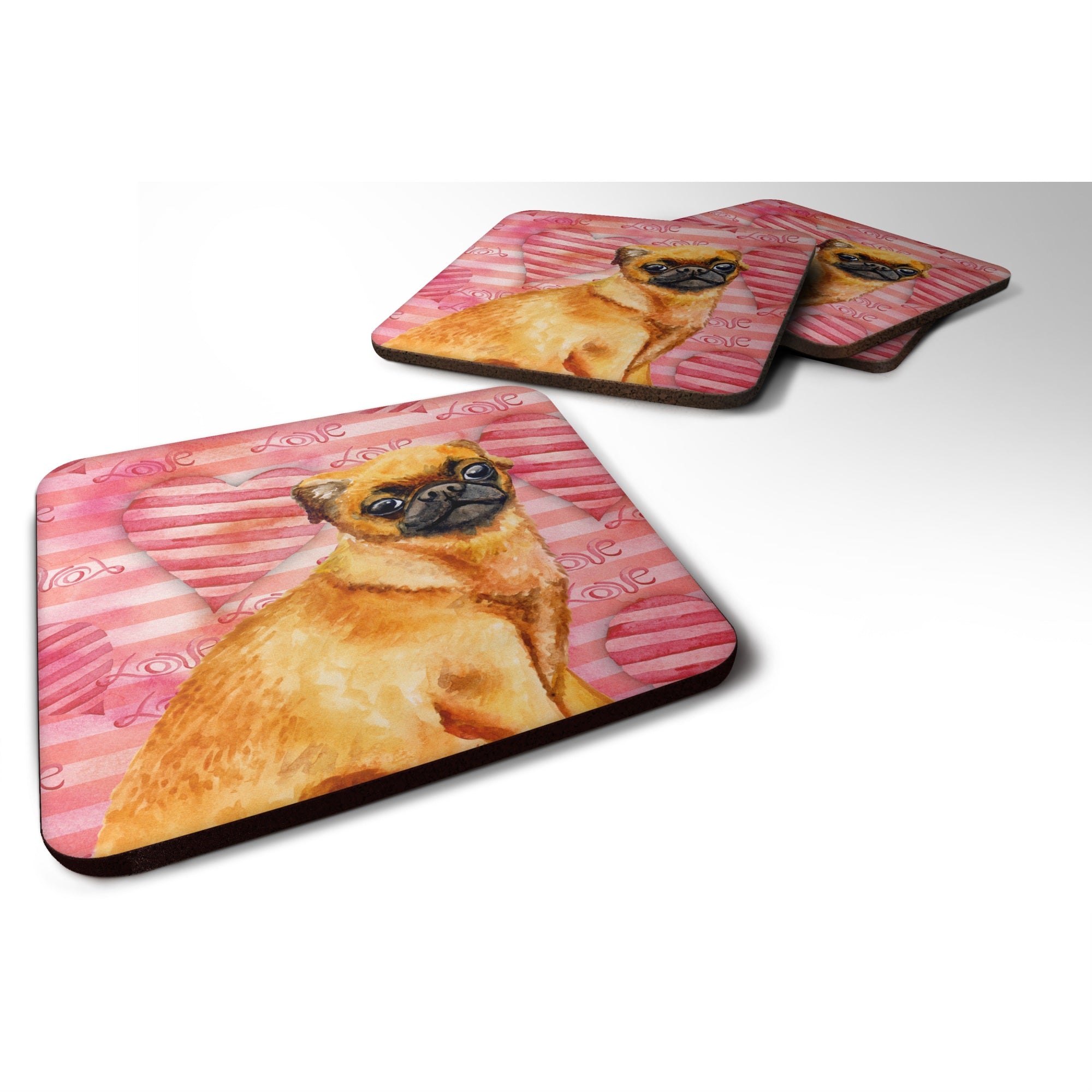 'Caroline'S Treasures Small Brabant Griffon Love Decorative Coasters, Multicolor''