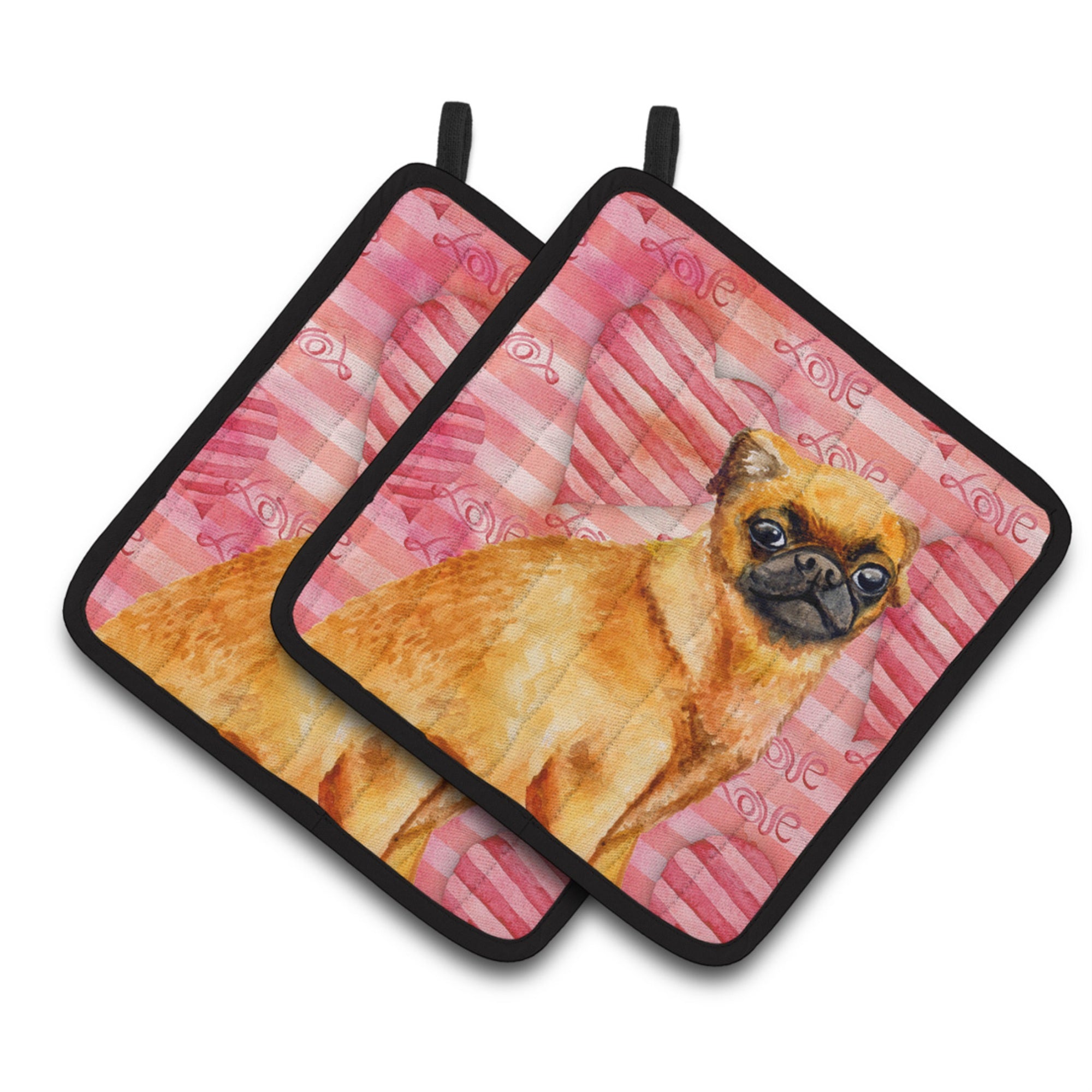 'Caroline'S Treasures Small Brabant Griffon Decorated Pot Holder, 7.5H X 7.5W, Love Is A Dog''