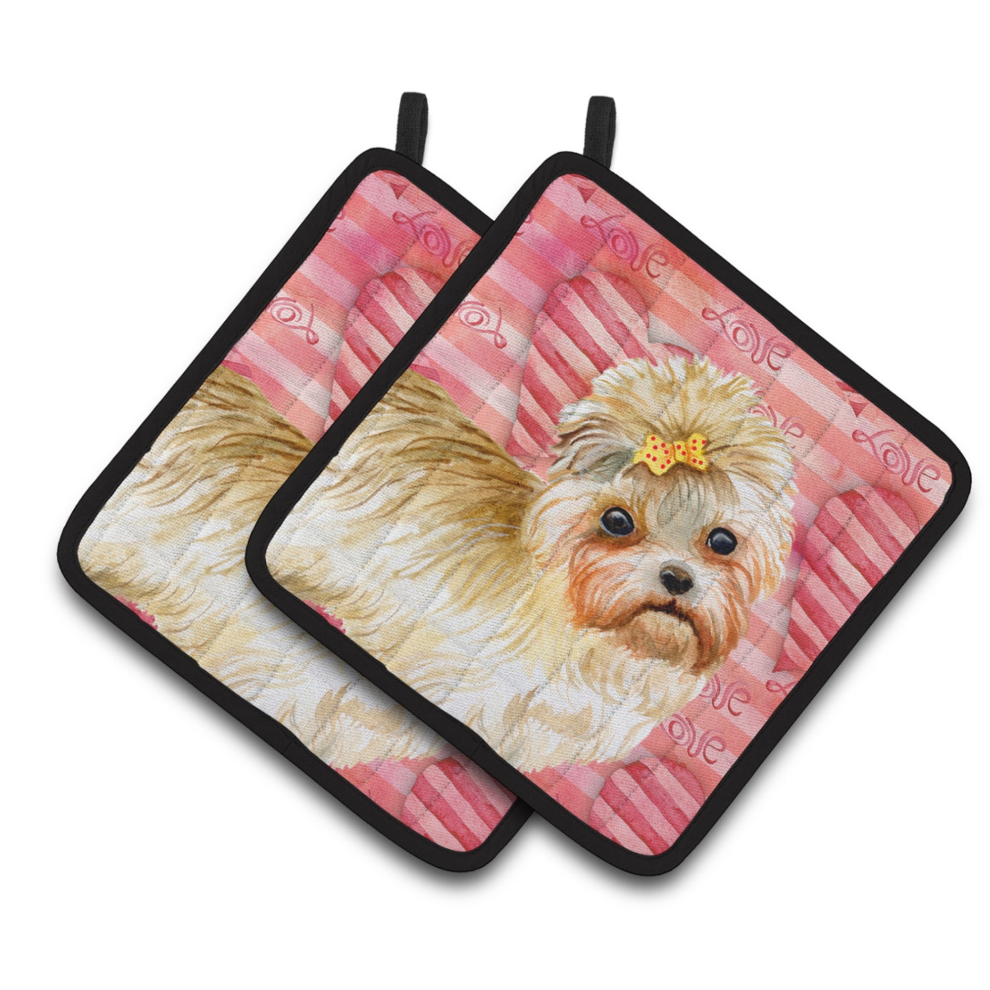 'Caroline'S Treasures Morkie Decorated Pot Holder, 7.5H X 7.5W, Love Is A Dog''