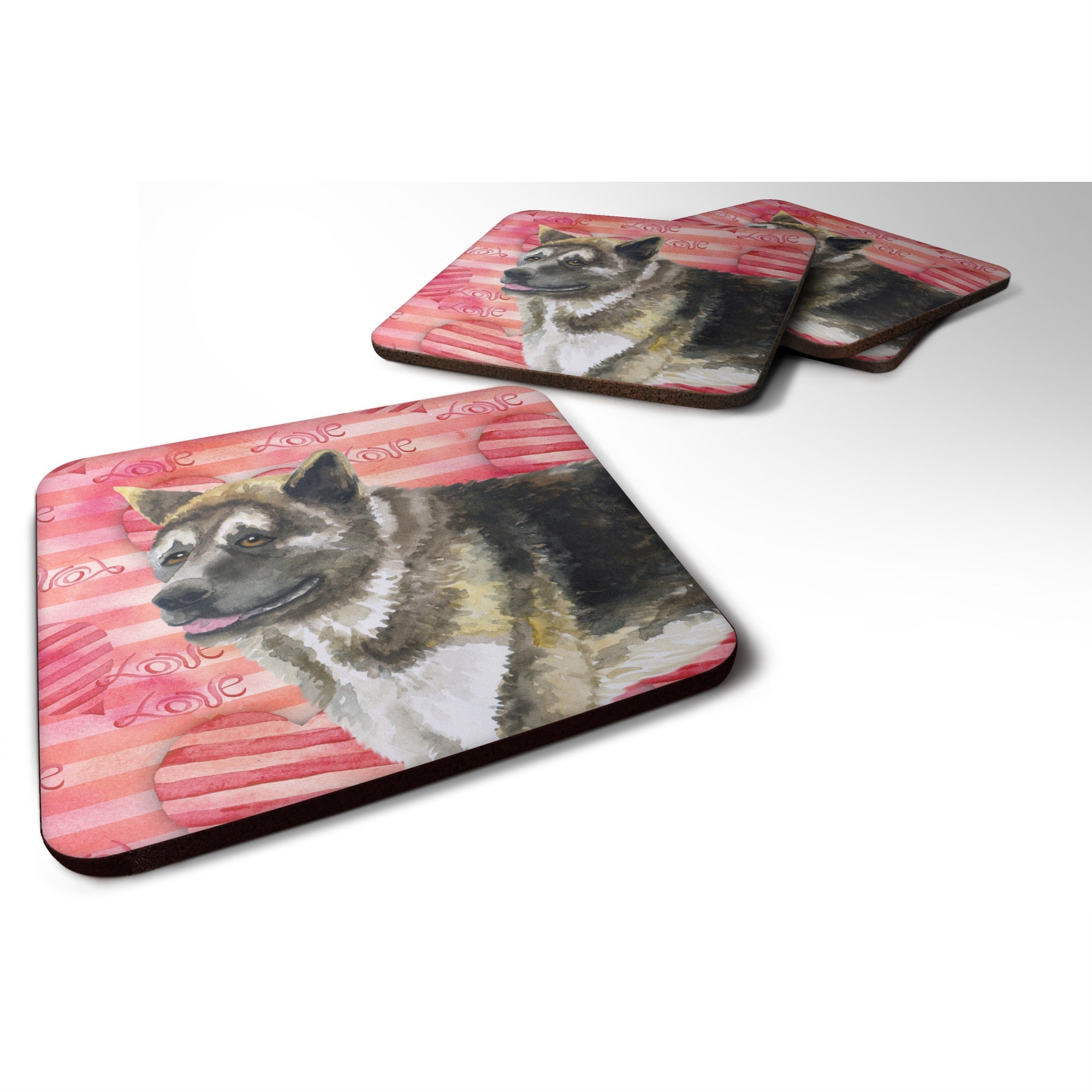 'Caroline'S Treasures American Akita Love Decorative Coasters, Multicolor''