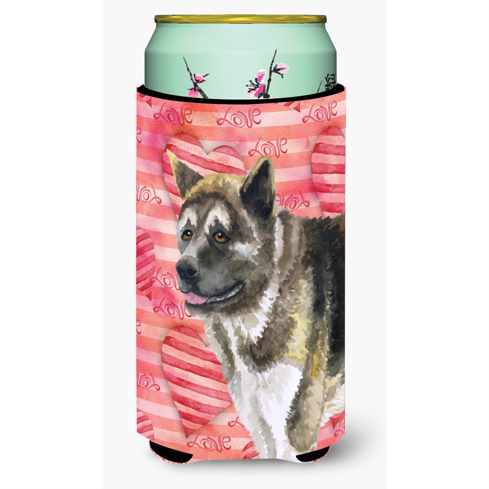 'Caroline'S Treasures American Akita Love Decorative Can Hugger, Tall Boy, Multicolor''