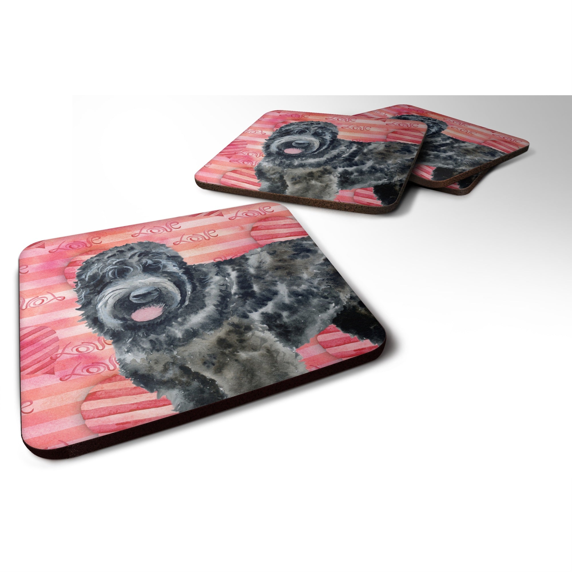 'Caroline'S Treasures Black Russian Terrier Love Decorative Coasters, Multicolor''