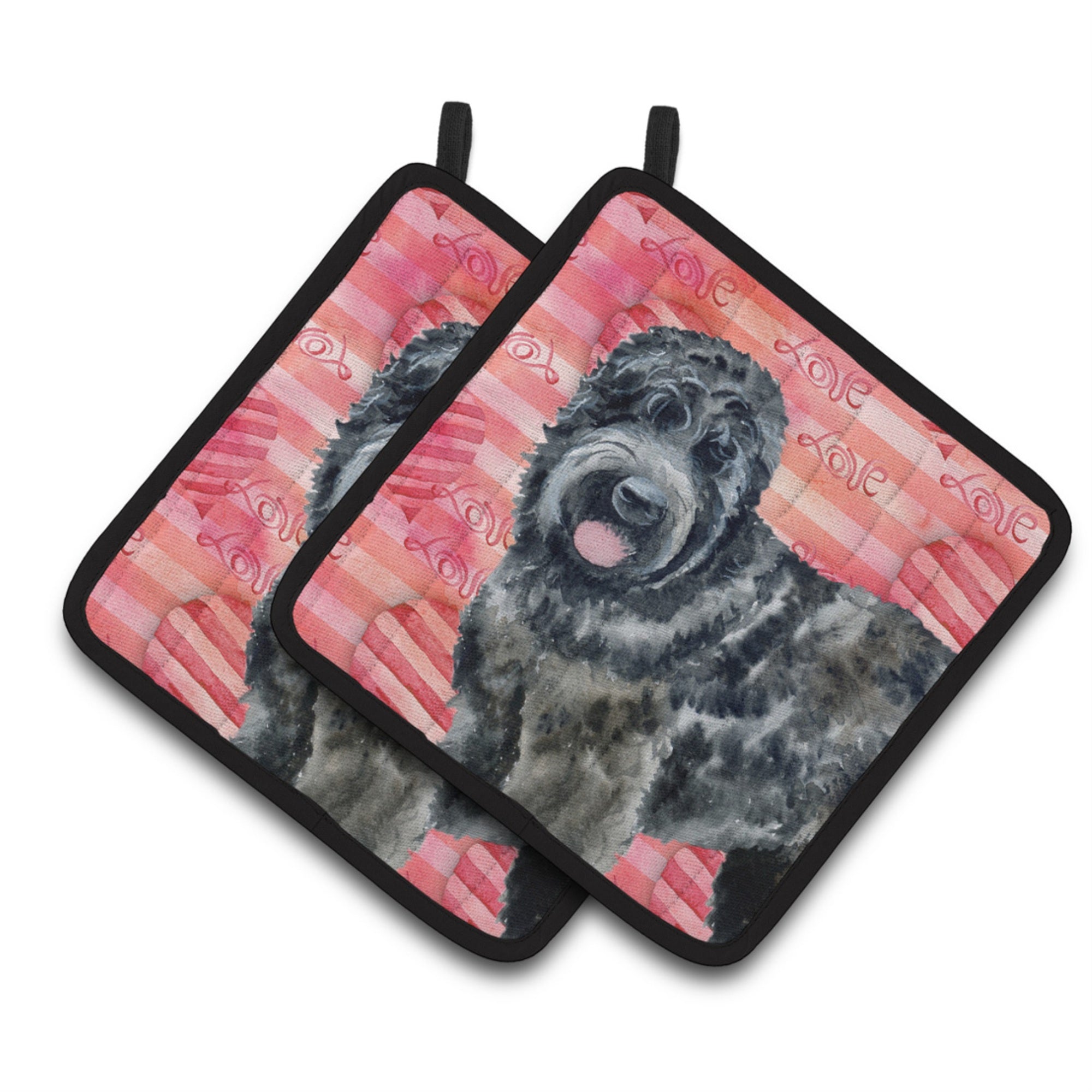 'Caroline'S Treasures Black Russian Terrier Decorated Pot Holder, 7.5H X 7.5W, Love Is A Dog''