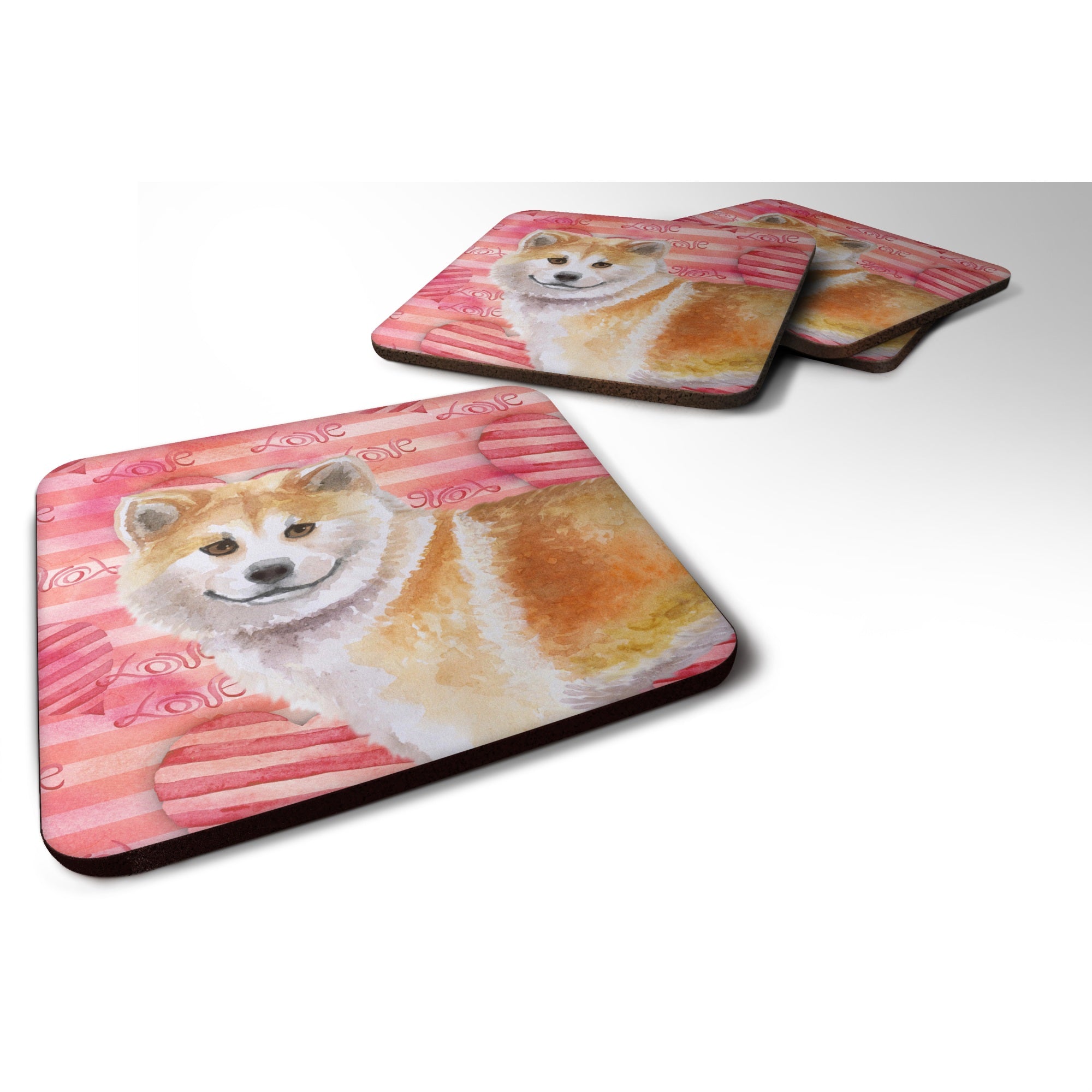 'Caroline'S Treasures Shiba Inu Love Decorative Coasters, Multicolor''