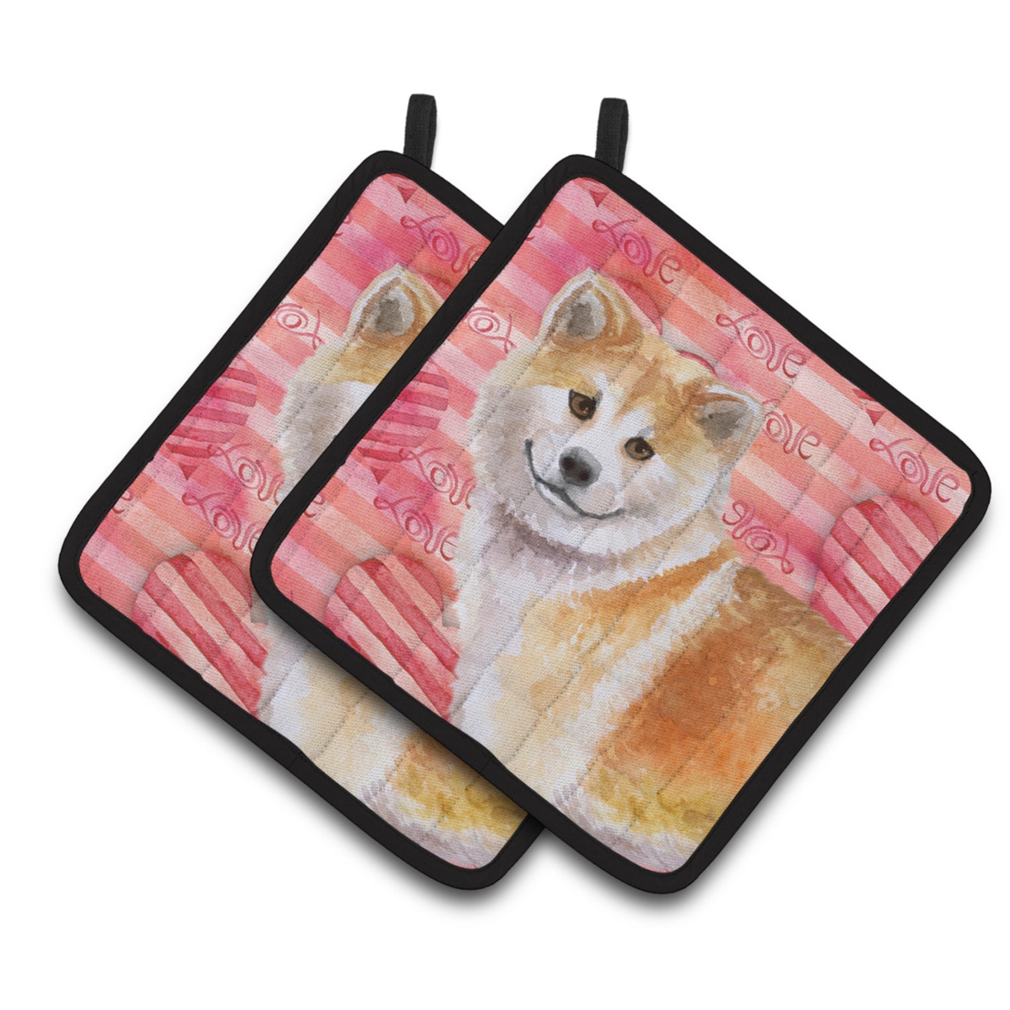 'Caroline'S Treasures Shiba Inu Decorated Pot Holder, 7.5H X 7.5W, Love Is A Dog''