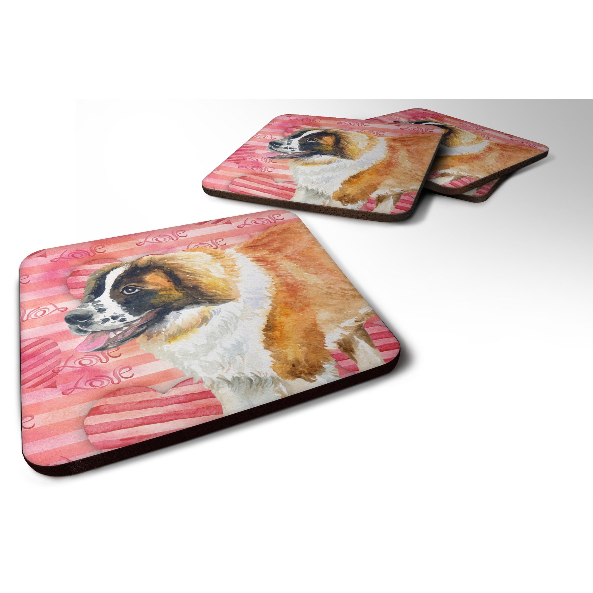 'Caroline'S Treasures Saint Bernard Love Decorative Coasters, Multicolor''
