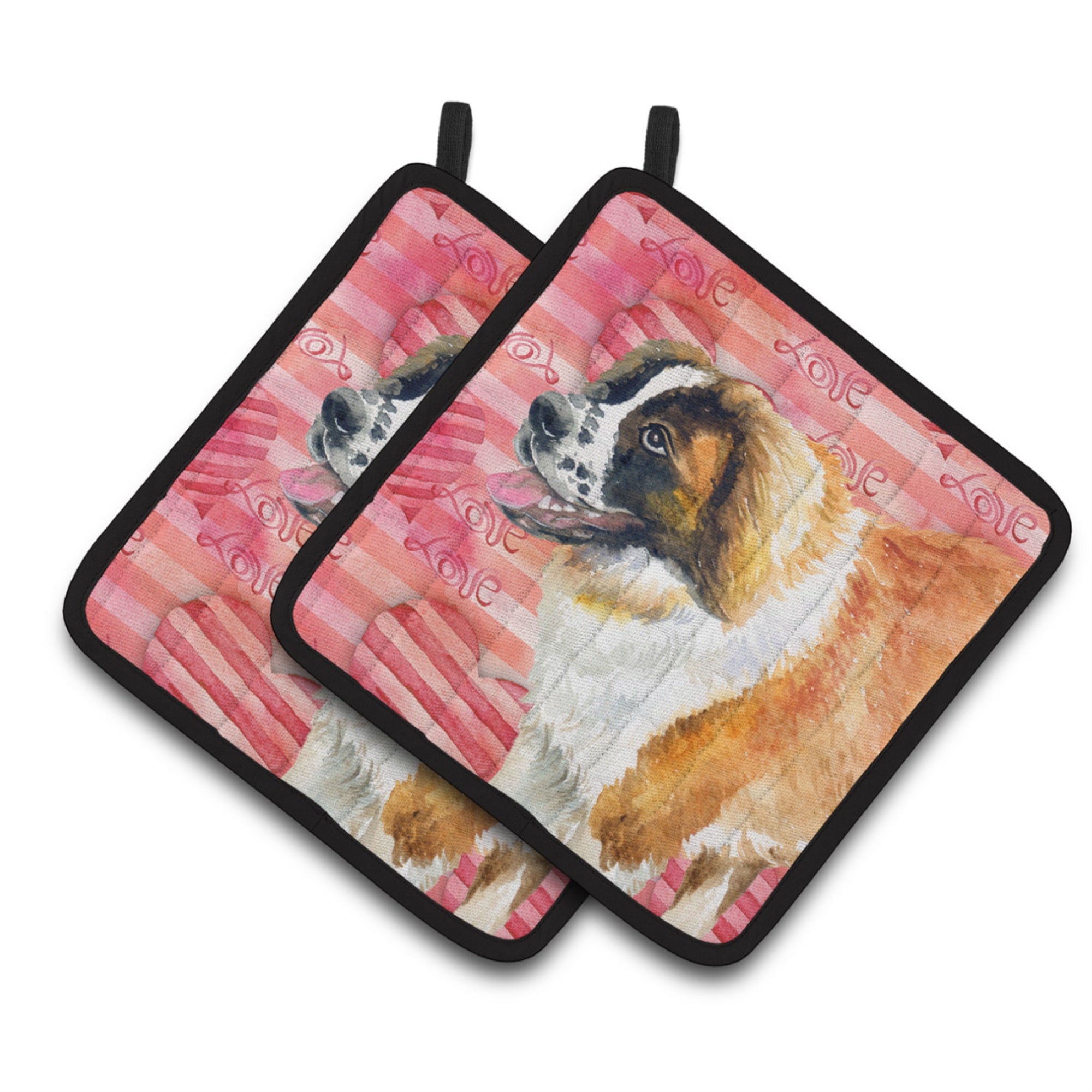 'Caroline'S Treasures Saint Bernard Decorated Pot Holder, 7.5H X 7.5W, Love Is A Dog''