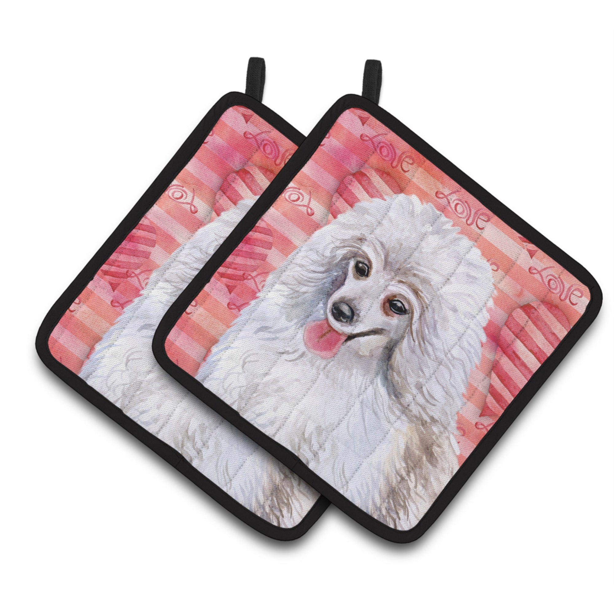 'Caroline'S Treasures Medium White Poodle Decorated Pot Holder, 7.5H X 7.5W, Love Is A Dog''