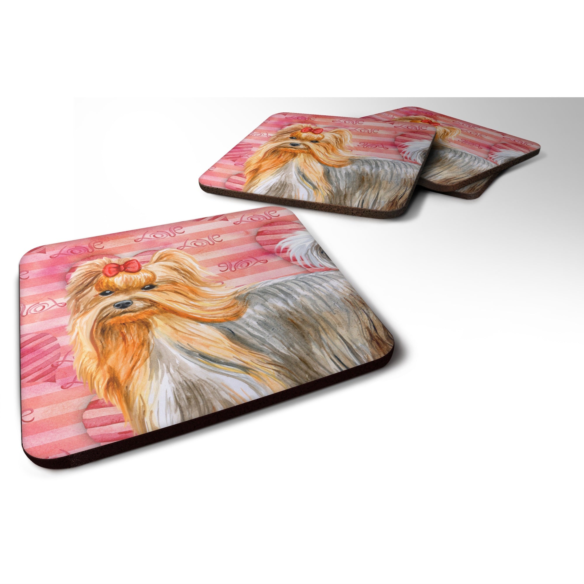 'Caroline'S Treasures Yorkshire Terrier Love Decorative Coasters, Multicolor''