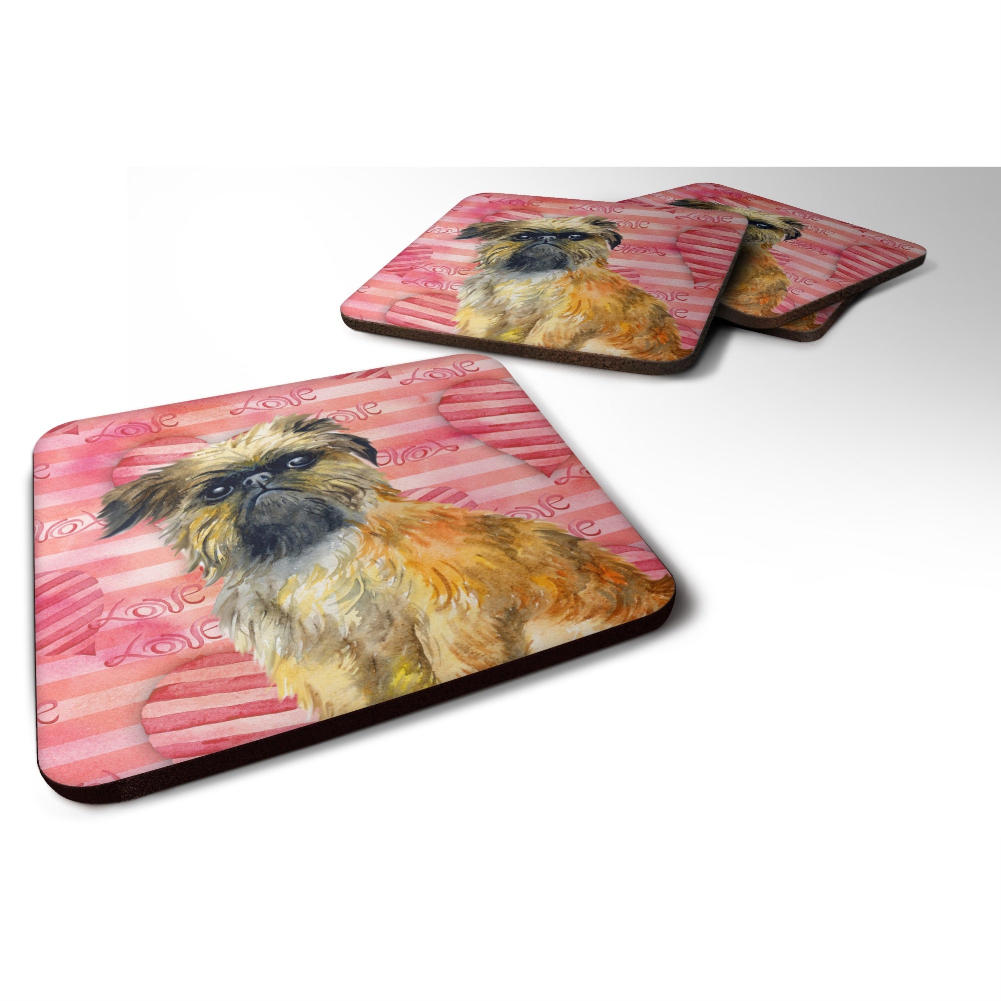 'Caroline'S Treasures Brussels Griffon Love Decorative Coasters, Multicolor''