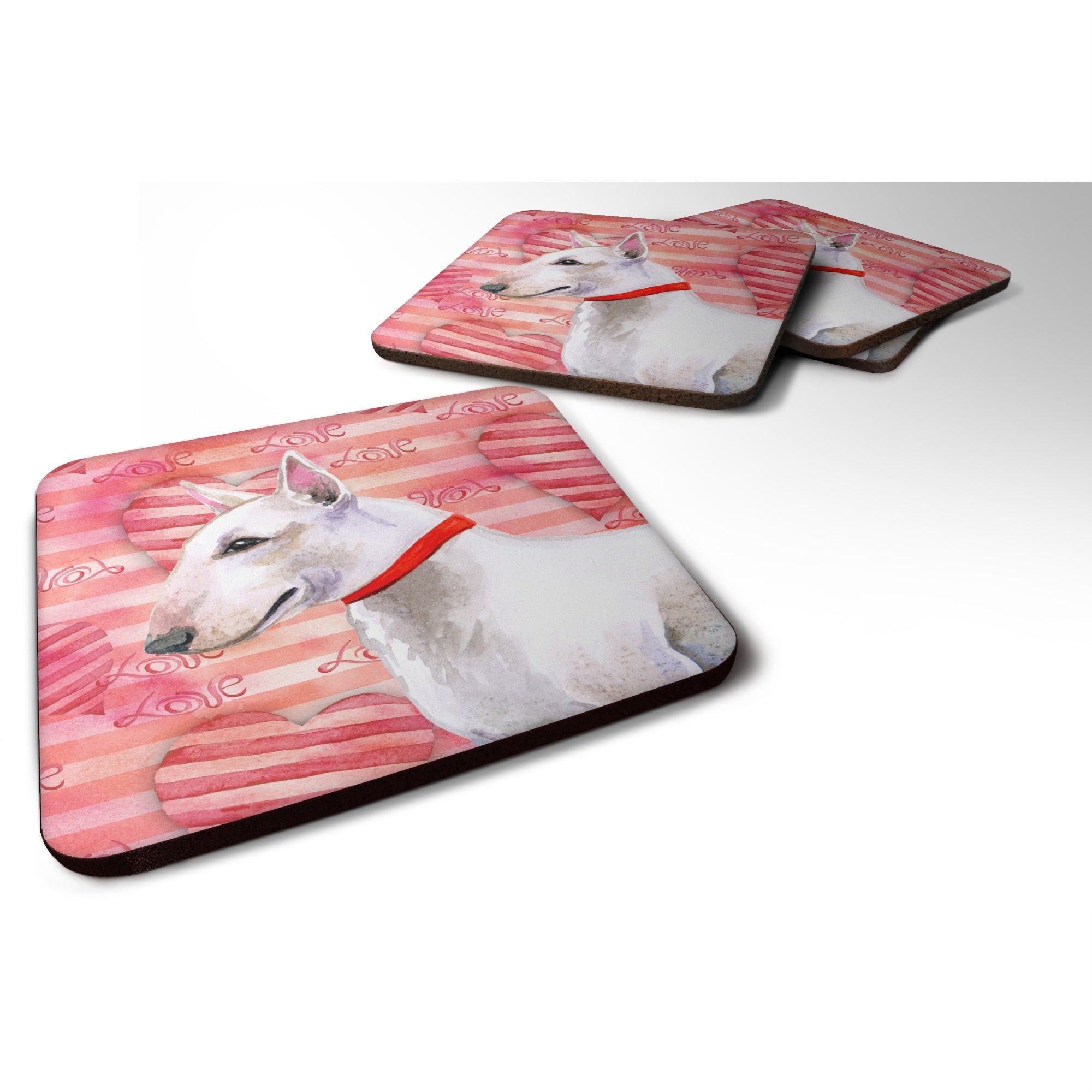 'Caroline'S Treasures Bull Terrier Love Decorative Coasters, Multicolor''