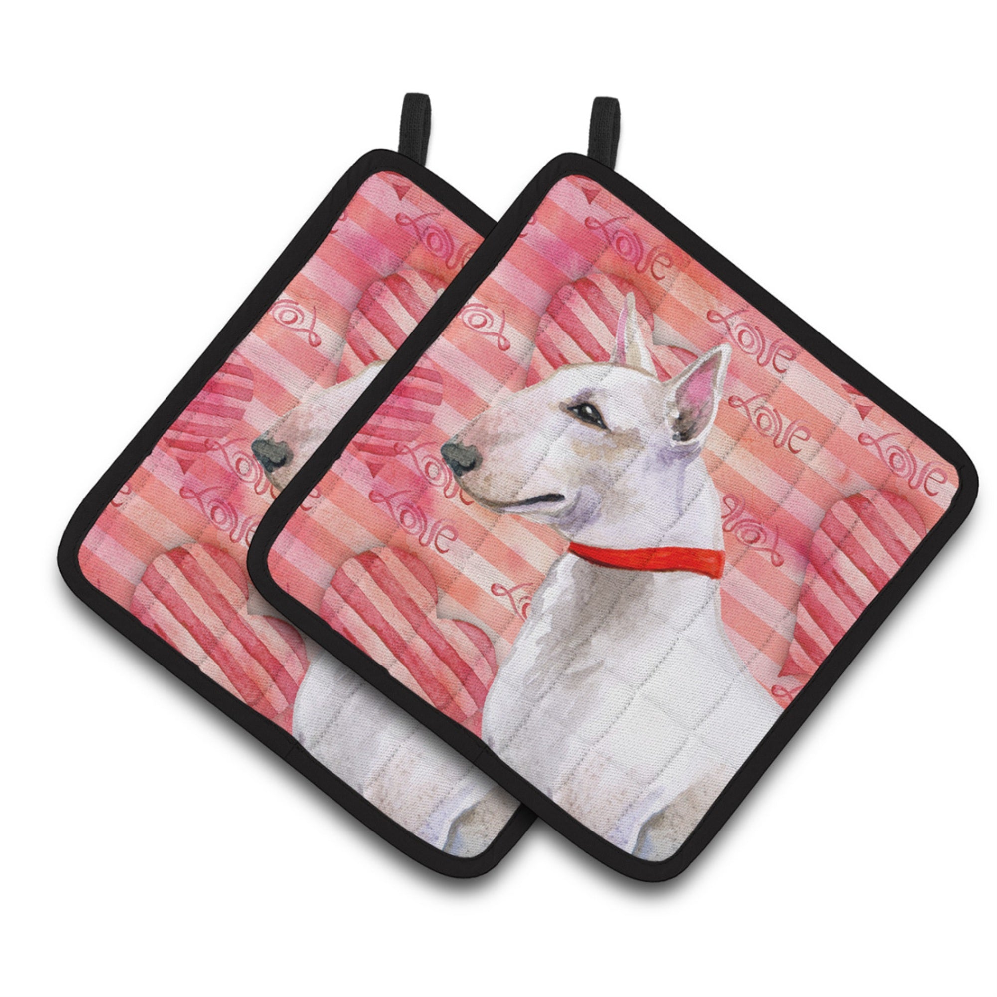 'Caroline'S Treasures Bull Terrier Decorated Pot Holder, 7.5H X 7.5W, Love Is A Dog''