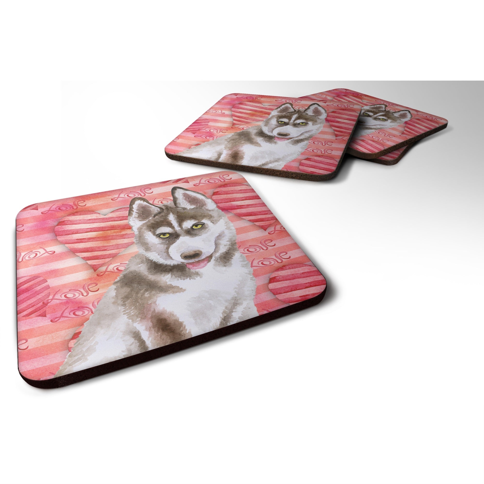 'Caroline'S Treasures Siberian Husky Grey Love Decorative Coasters, Multicolor''