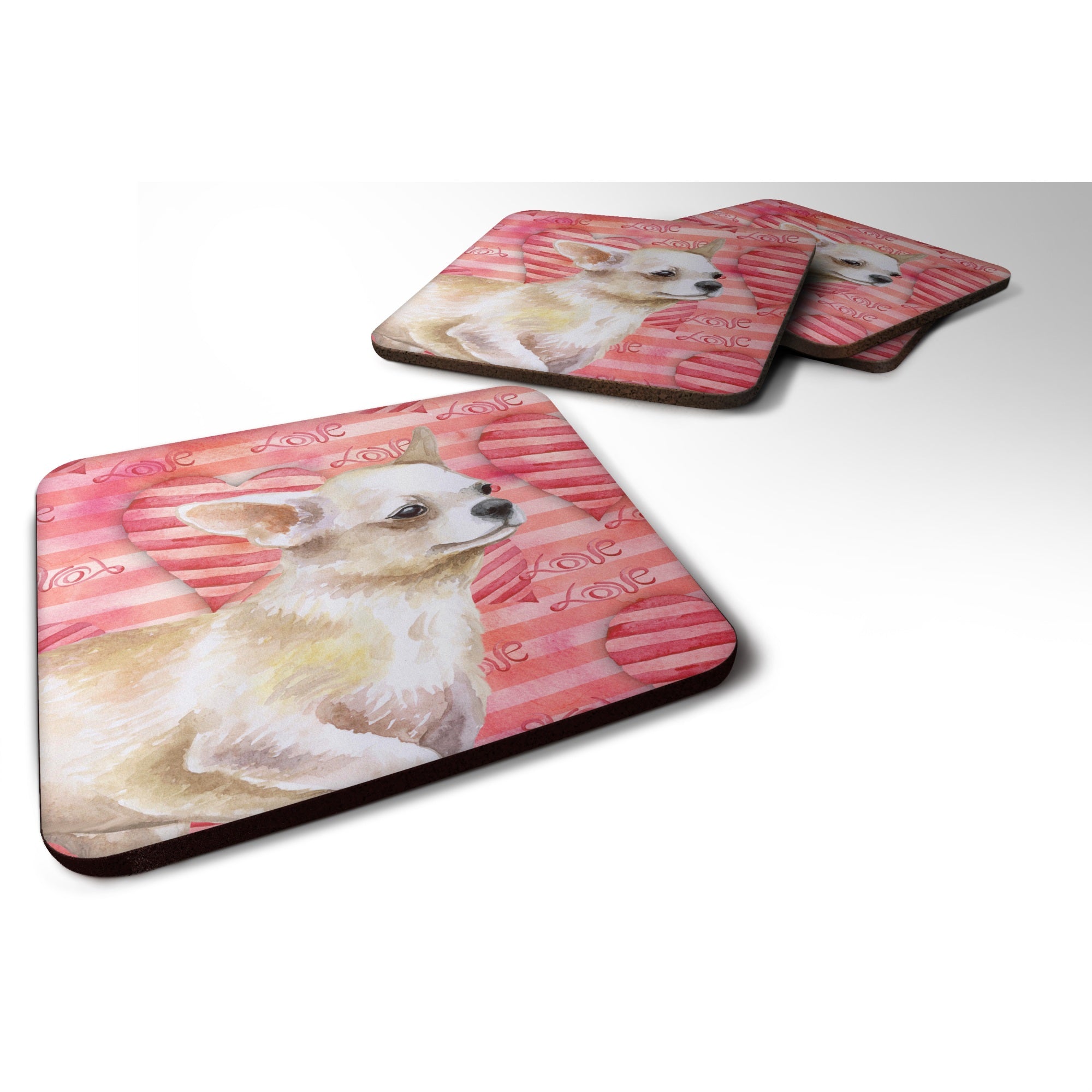 'Caroline'S Treasures Chihuahua Leg Up Love Decorative Coasters, Multicolor''