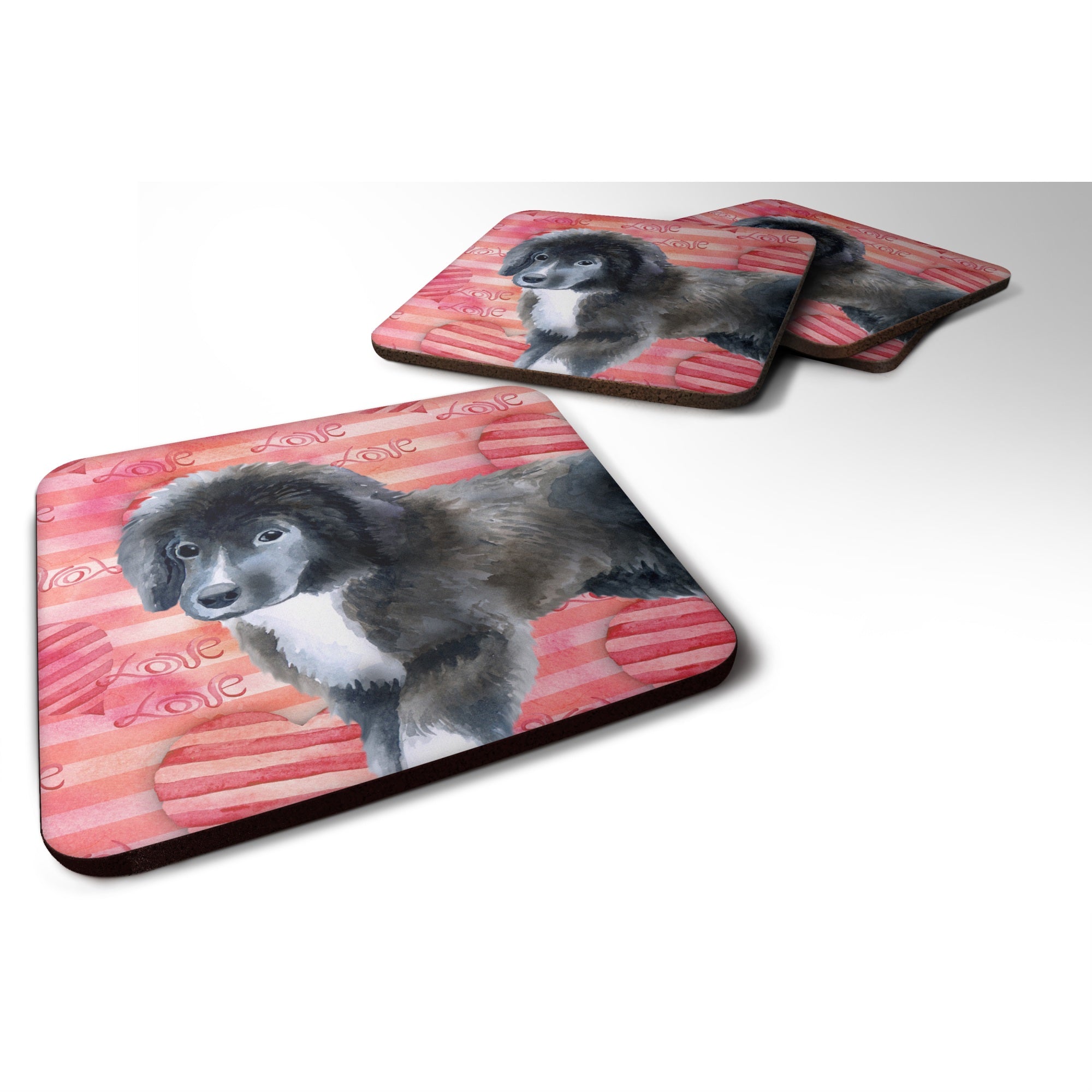 'Caroline'S Treasures Newfoundland Puppy Love Decorative Coasters, Multicolor''