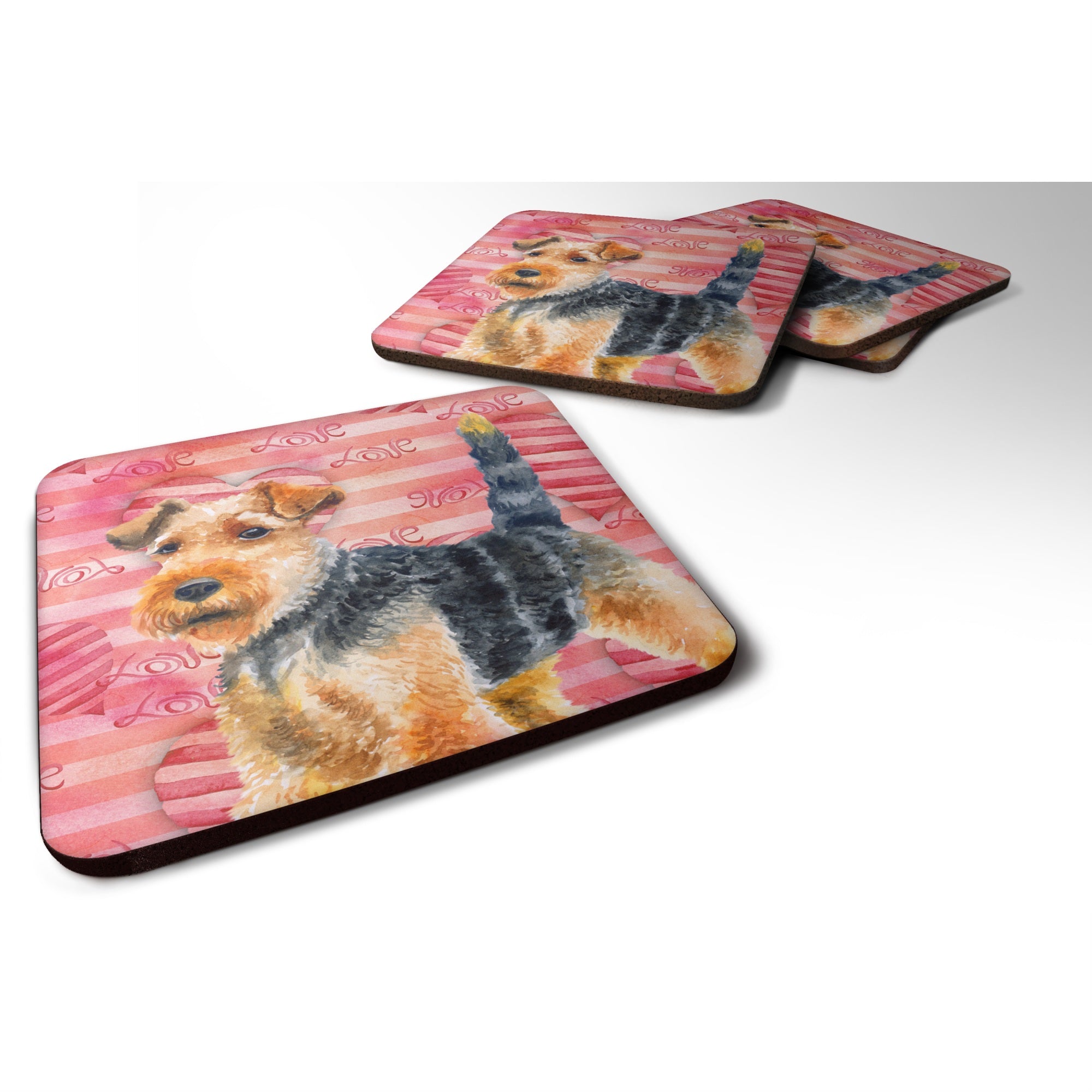 'Caroline'S Treasures Welsh Terrier Love Decorative Coasters, Multicolor''
