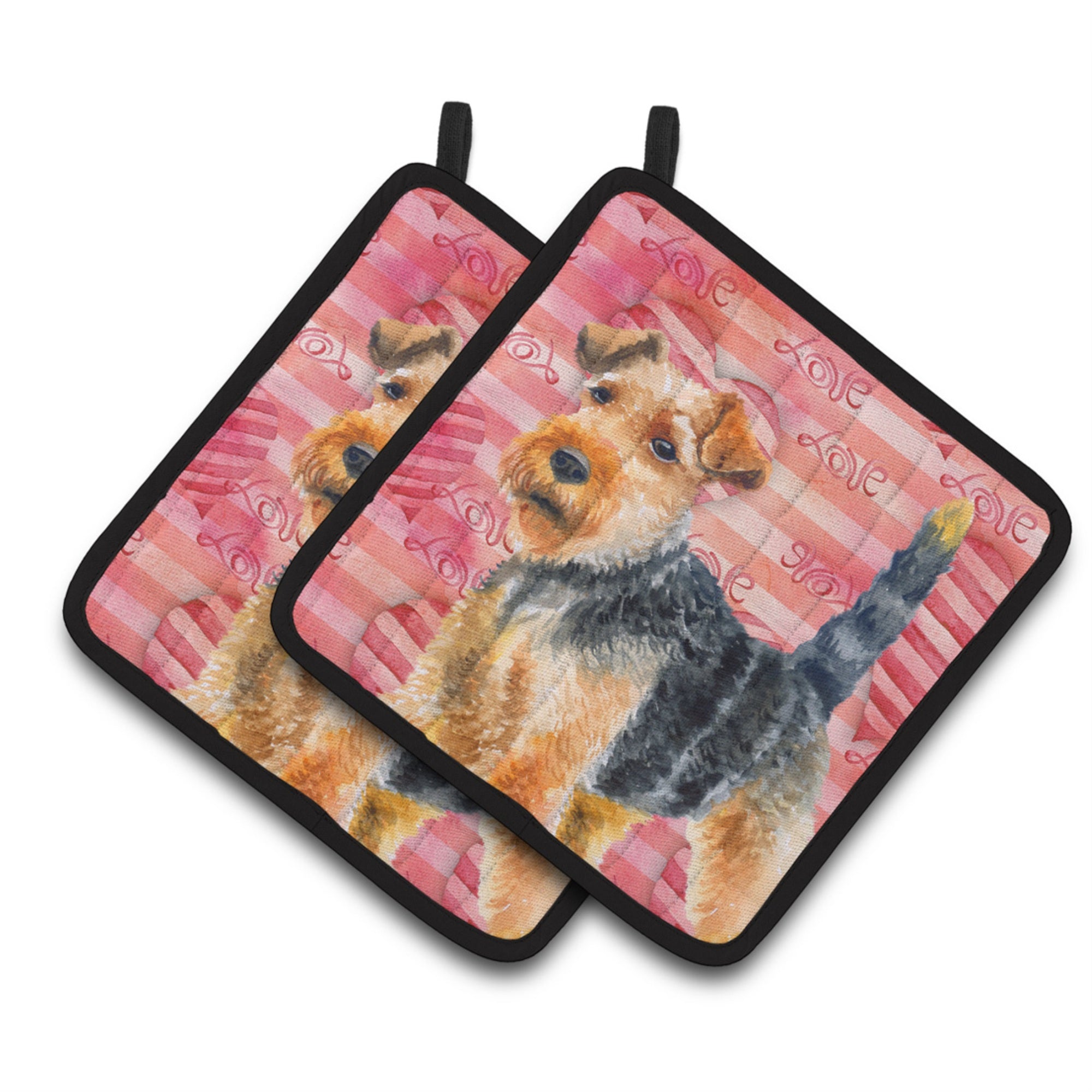 'Caroline'S Treasures Welsh Terrier Decorated Pot Holder, 7.5H X 7.5W, Love Is A Dog''