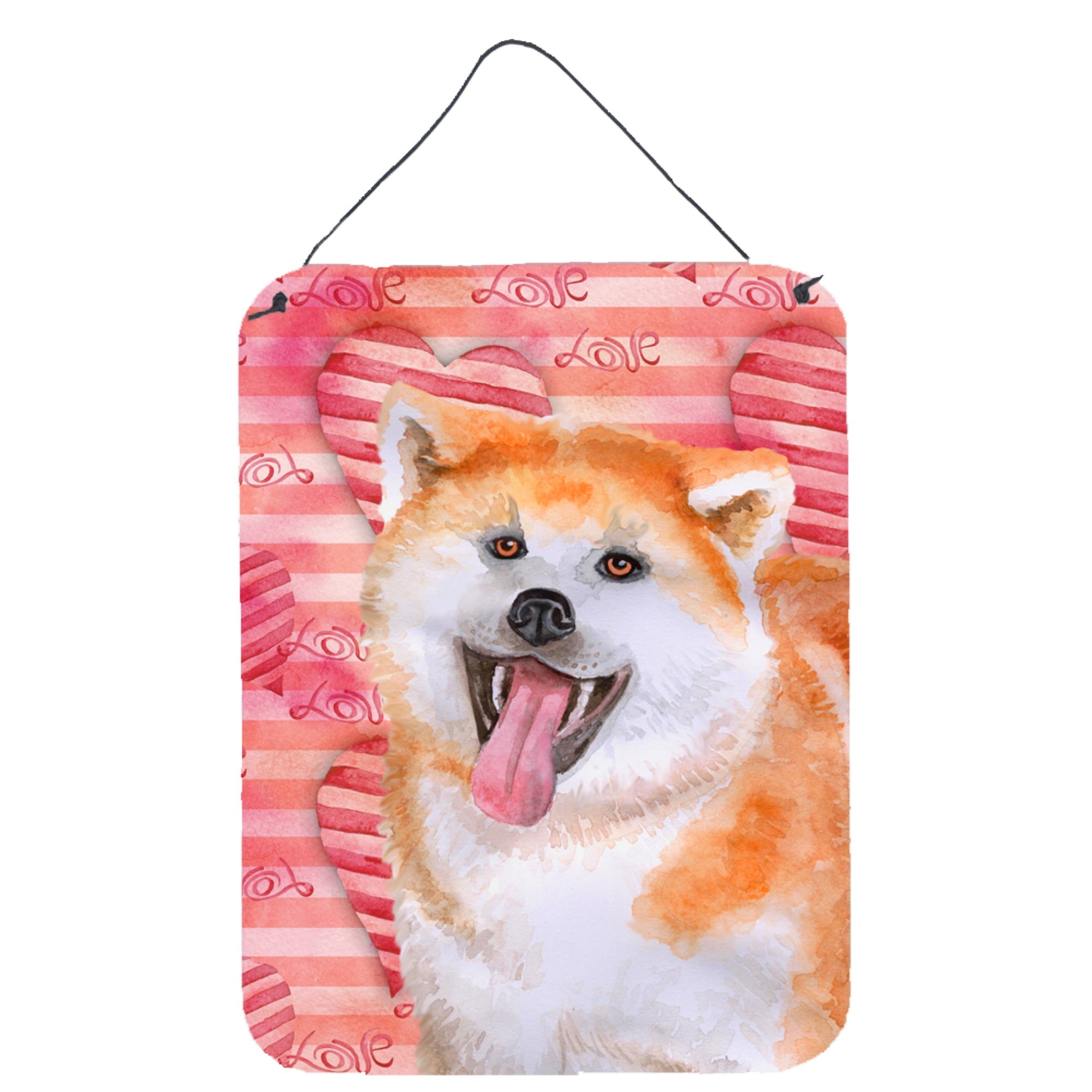 'Caroline'S Treasures Akita Love Metal Print, 16'''' X 12'''', Multicolor''