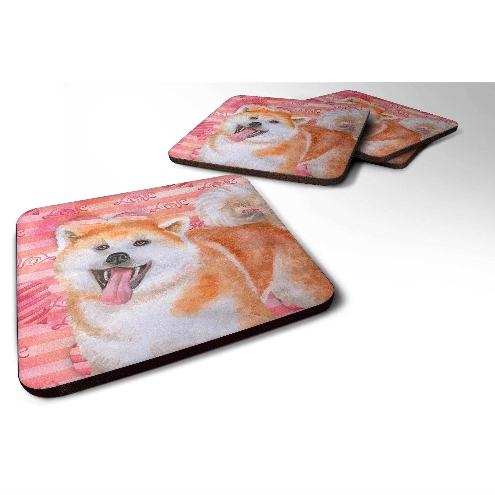 'Caroline'S Treasures Akita Love Decorative Coasters, Multicolor''
