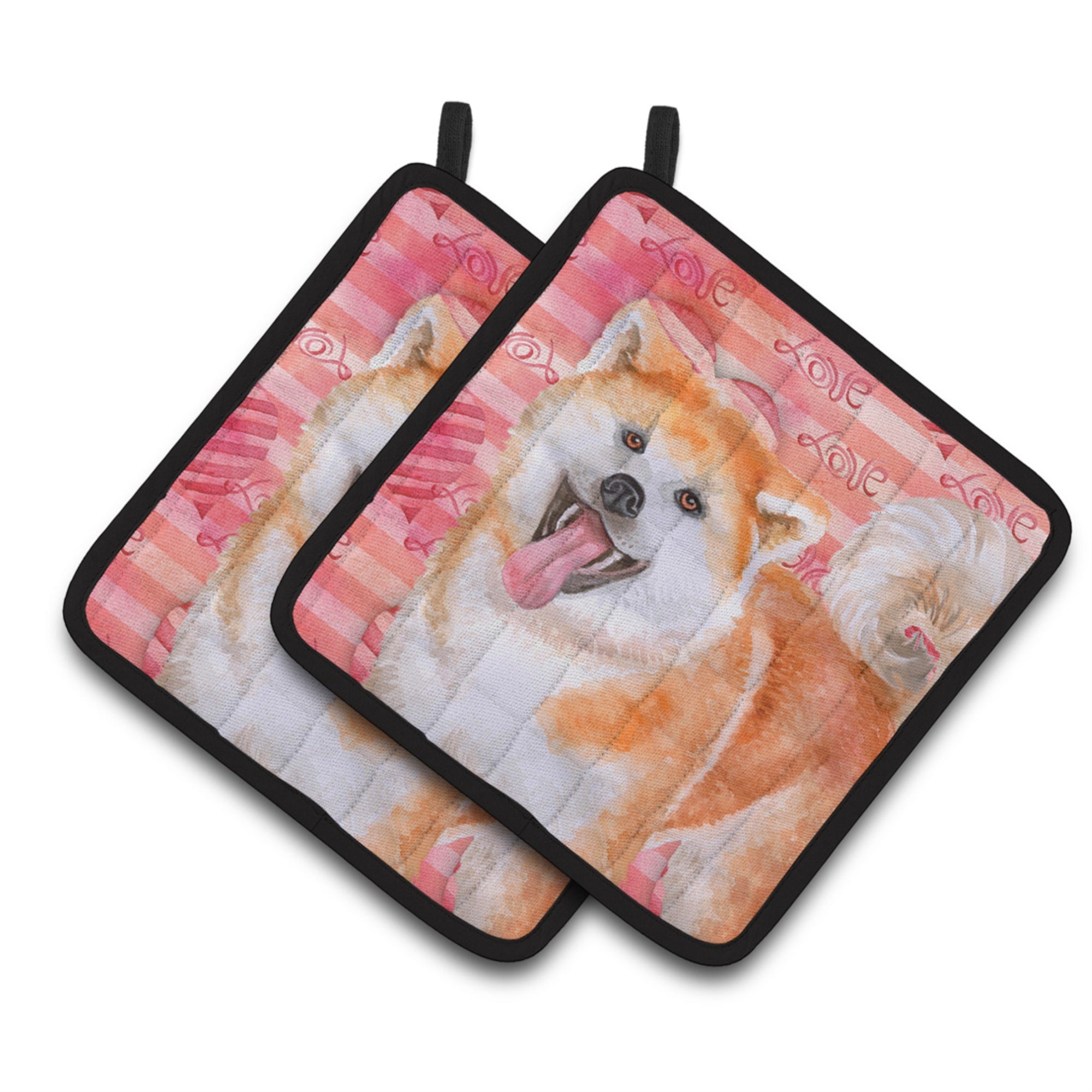 'Caroline'S Treasures Akita Decorated Pot Holder, 7.5H X 7.5W, Love Is A Dog''