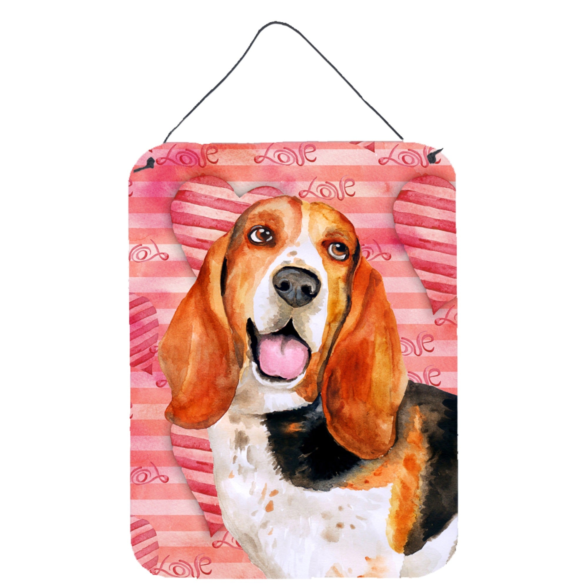 'Caroline'S Treasures Basset Hound Love Metal Print, 16'''' X 12'''', Multicolor''
