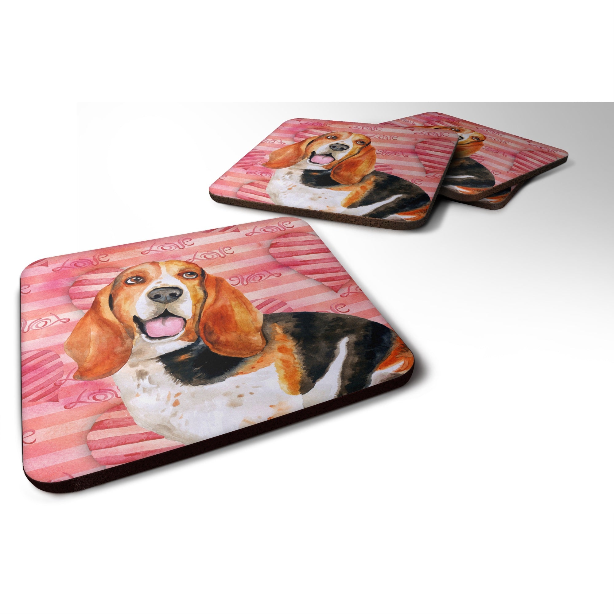 'Caroline'S Treasures Basset Hound Love Decorative Coasters, Multicolor''