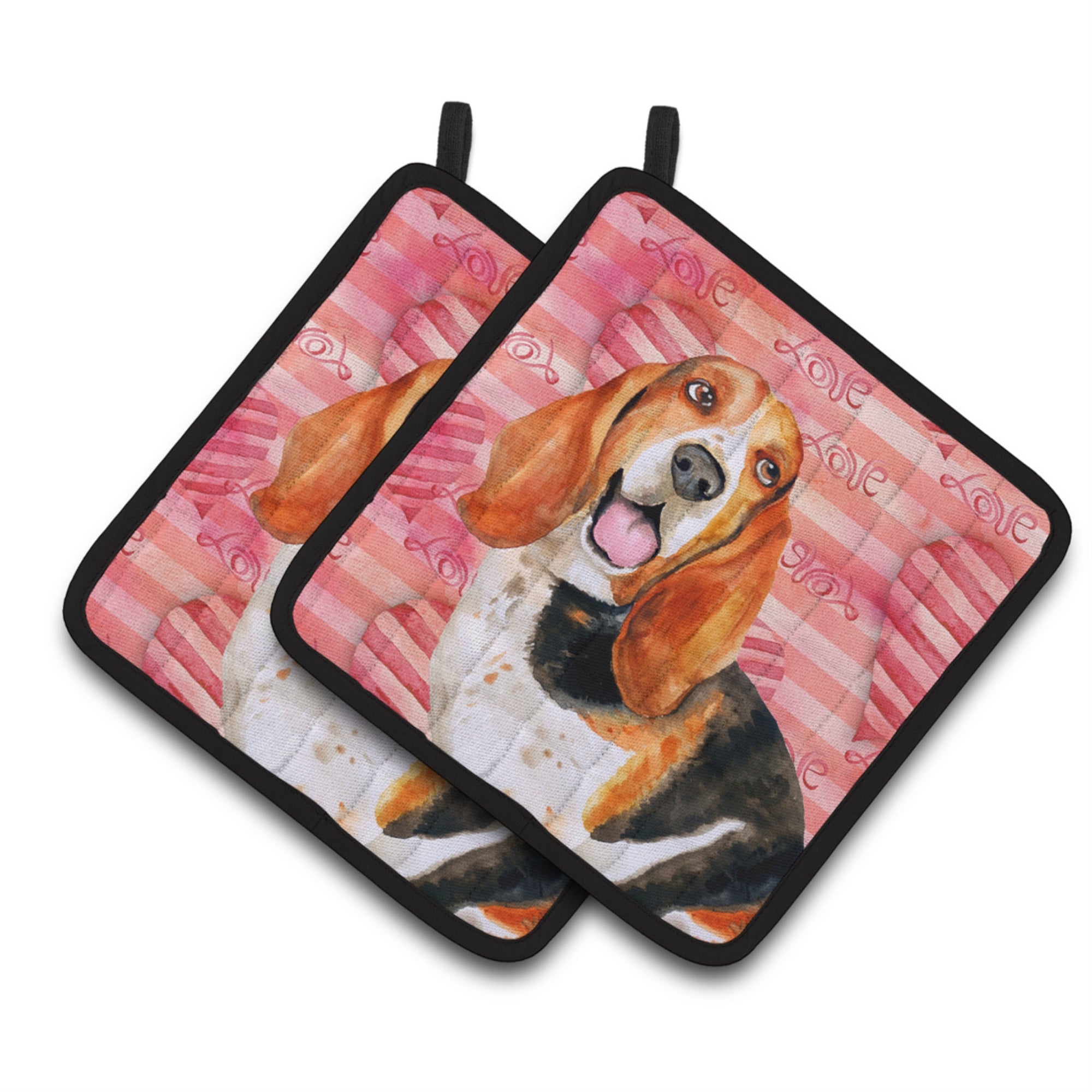 'Caroline'S Treasures Basset Hound Decorated Pot Holder, 7.5H X 7.5W, Love Is A Dog''