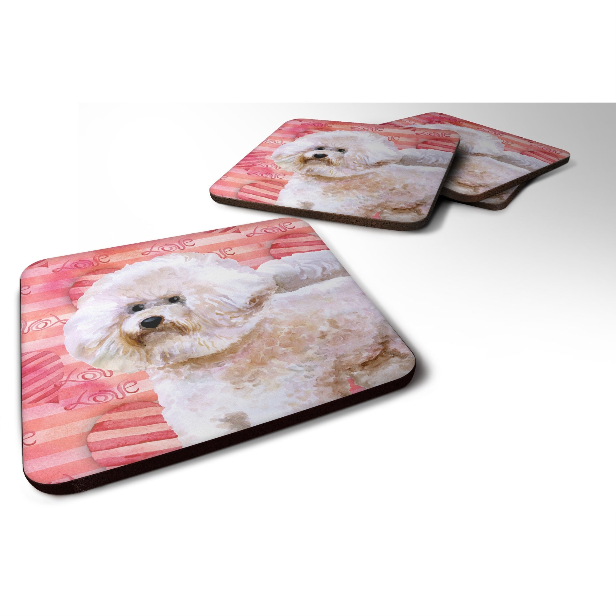 'Caroline'S Treasures Bichon Frise #2 Love Decorative Coasters, Multicolor''