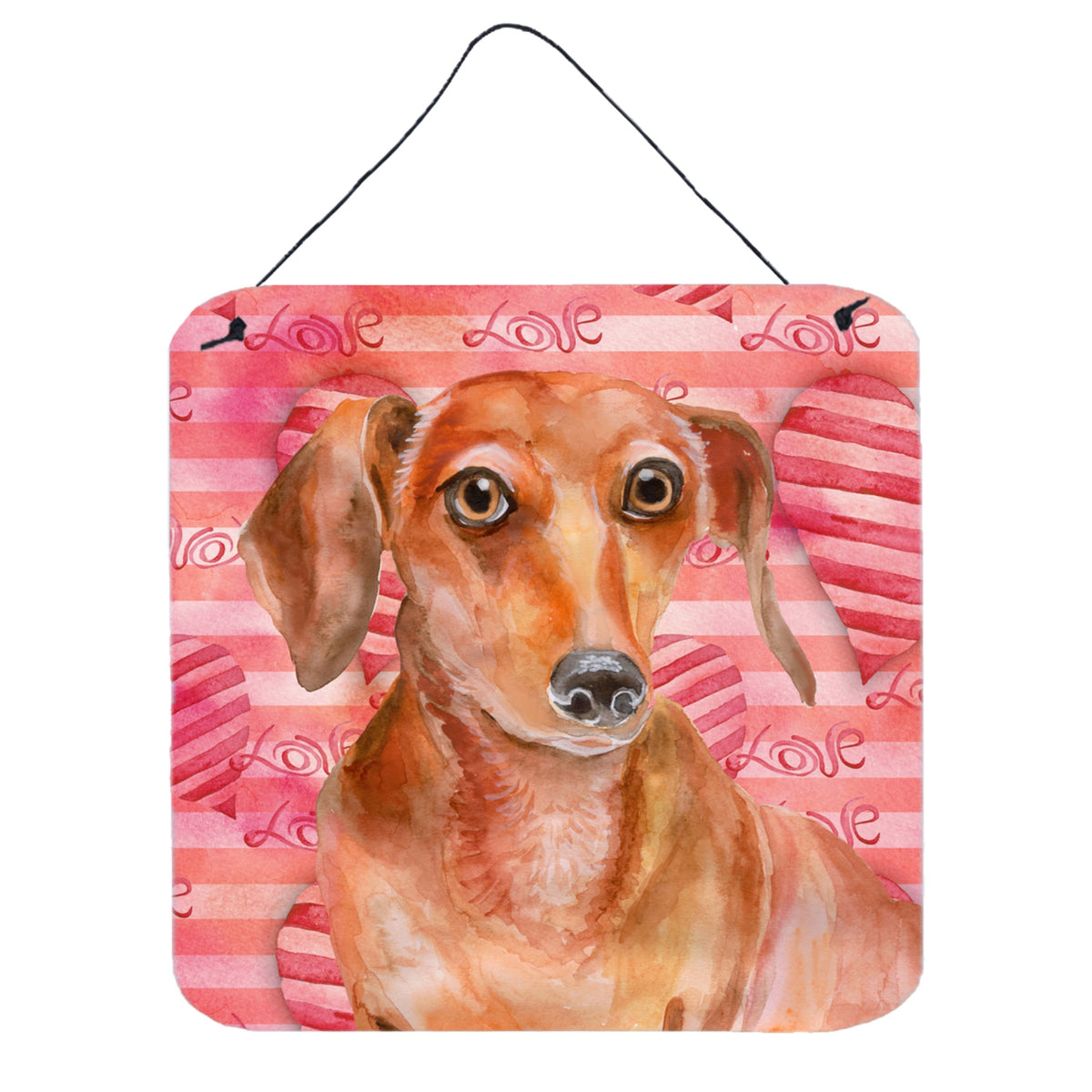 'Caroline'S Treasures Red Dachshund Metal Print, 6H X 6W, Love Is A Dog''
