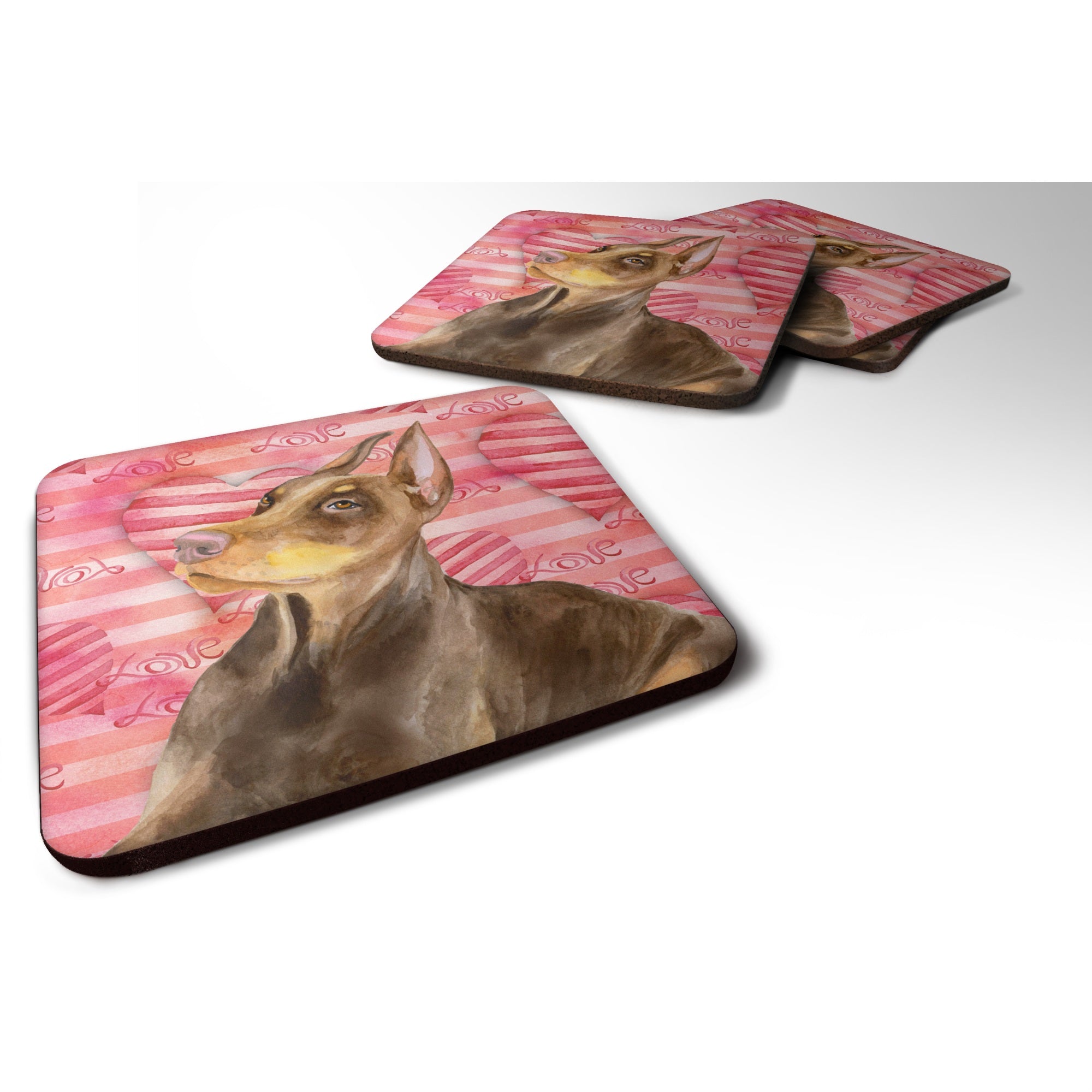 'Caroline'S Treasures Doberman Pinscher Love Decorative Coasters, Multicolor''