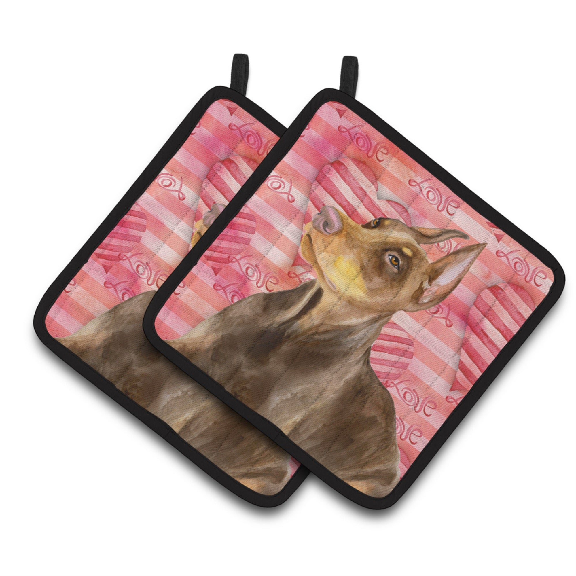 'Caroline'S Treasures Doberman Pinscher Decorated Pot Holder, 7.5H X 7.5W, Love Is A Dog''