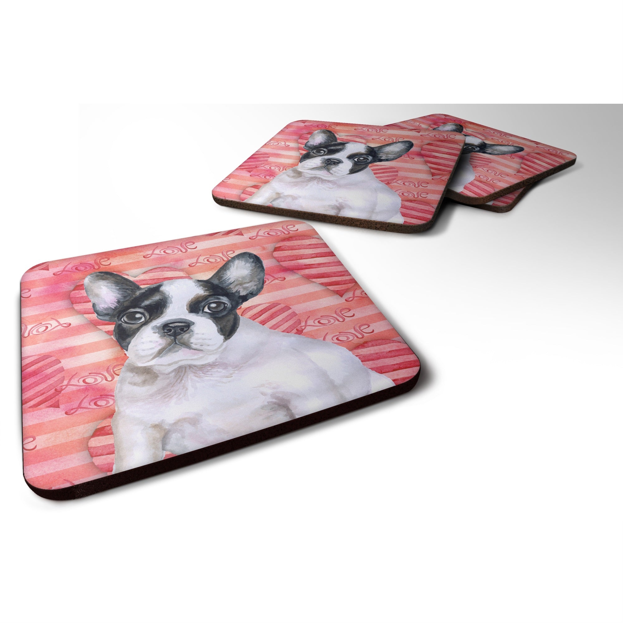 'Caroline'S Treasures French Bulldog Black White Love Decorative Coasters, Multicolor''