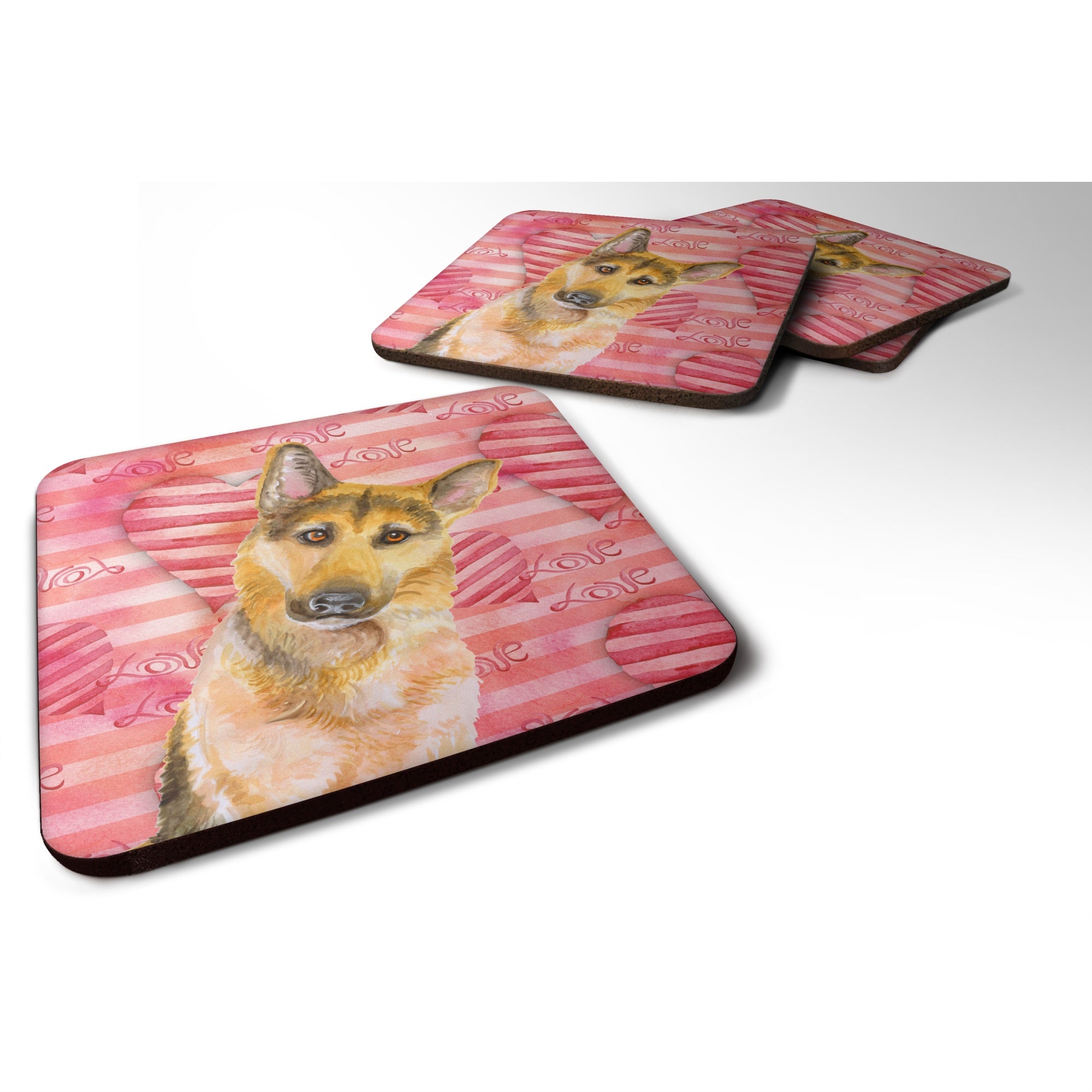 'Caroline'S Treasures German Shepherd #2 Love Decorative Coasters, Multicolor''