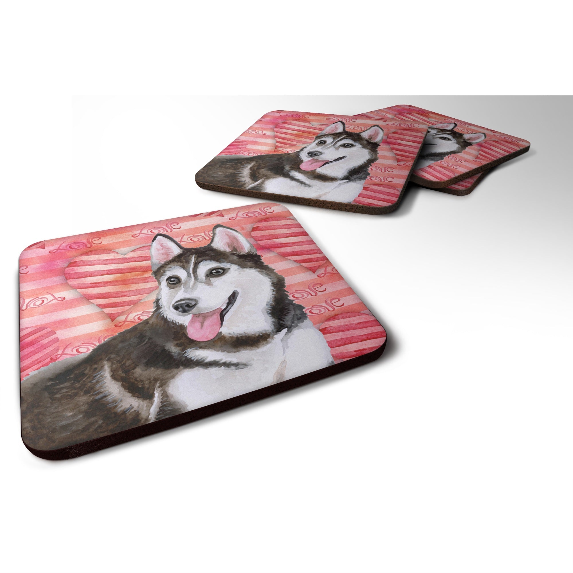 'Caroline'S Treasures Siberian Husky #2 Love Decorative Coasters, Multicolor''