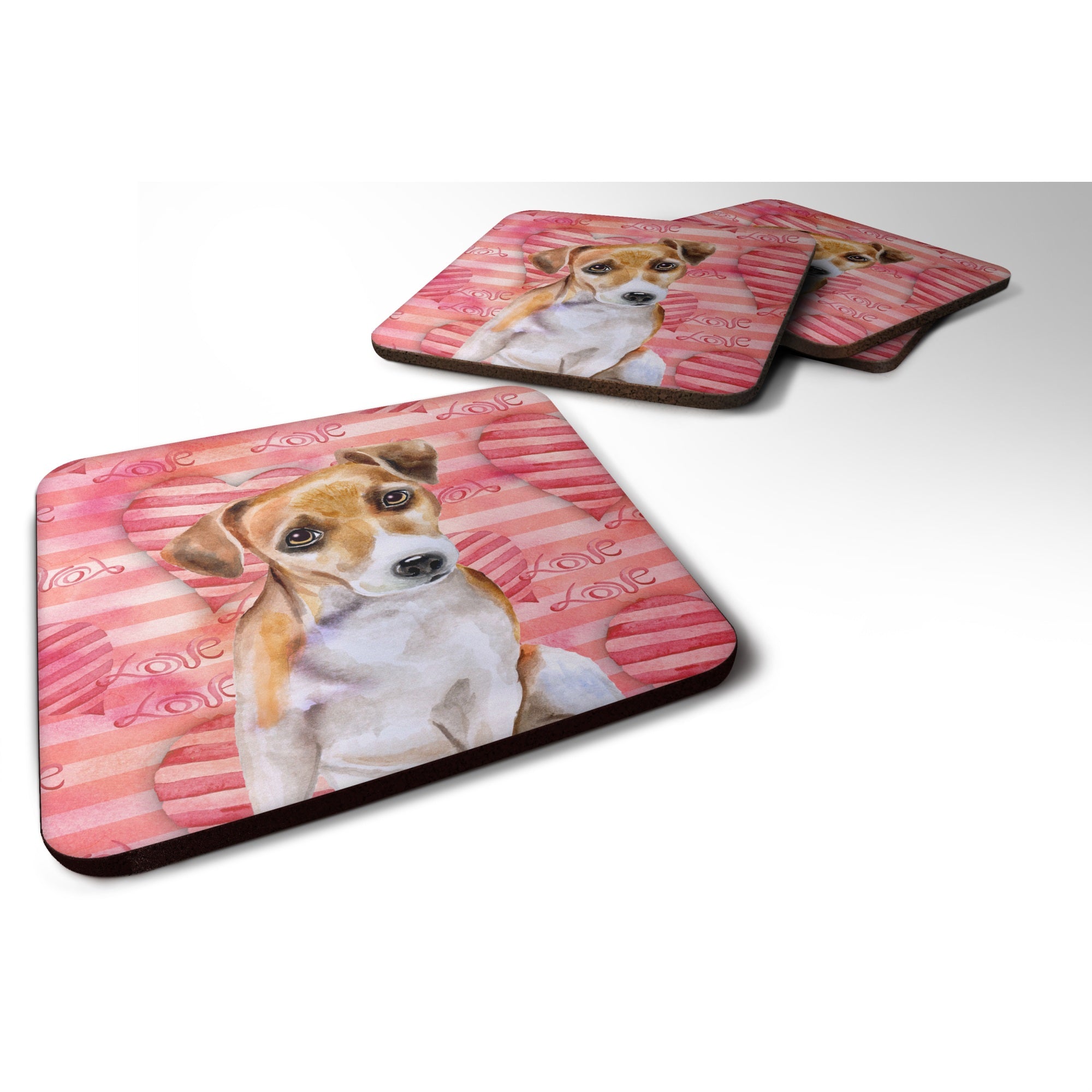 'Caroline'S Treasures Jack Russell Terrier #2 Love Decorative Coasters, Multicolor''