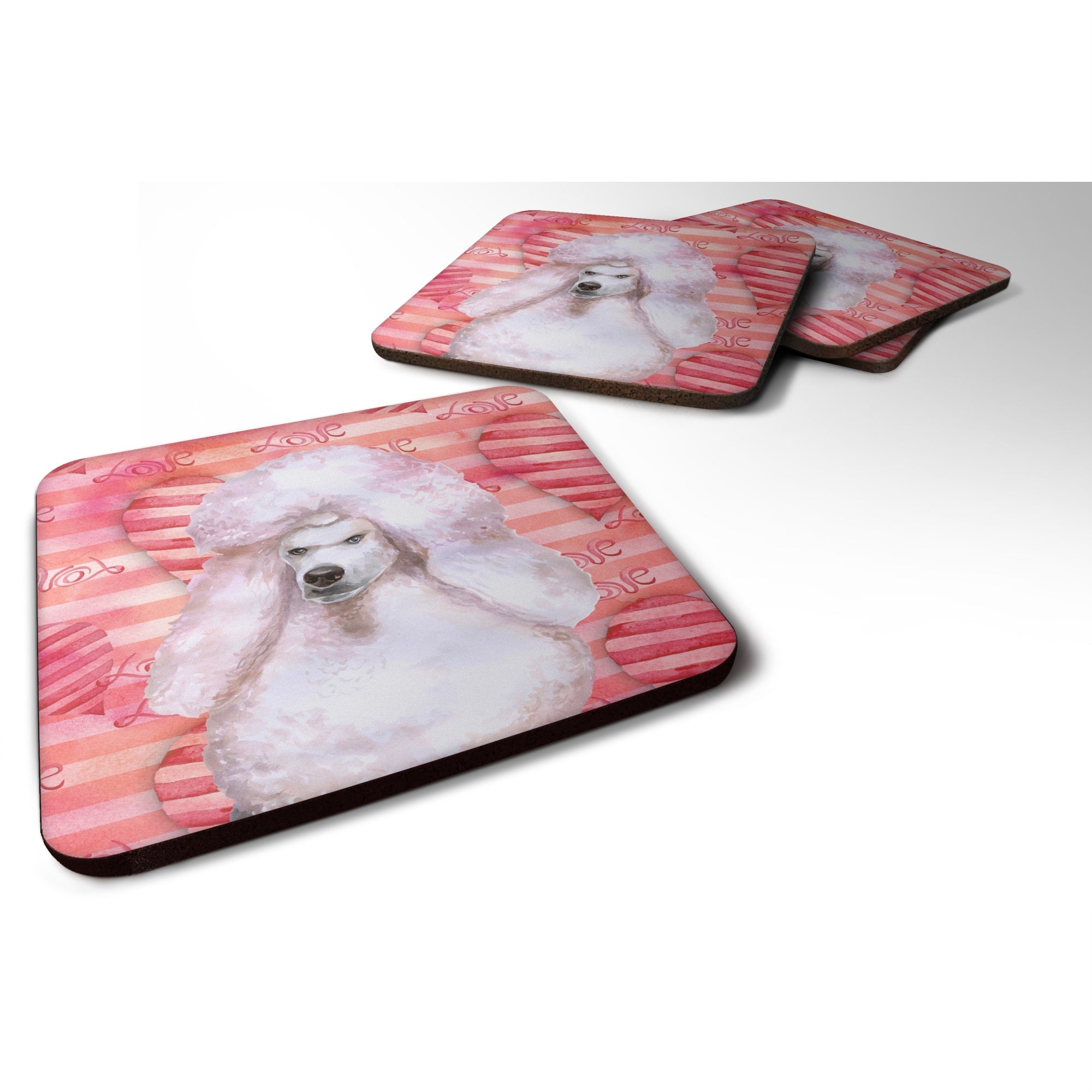 'Caroline'S Treasures White Standard Poodle Love Decorative Coasters, Multicolor''