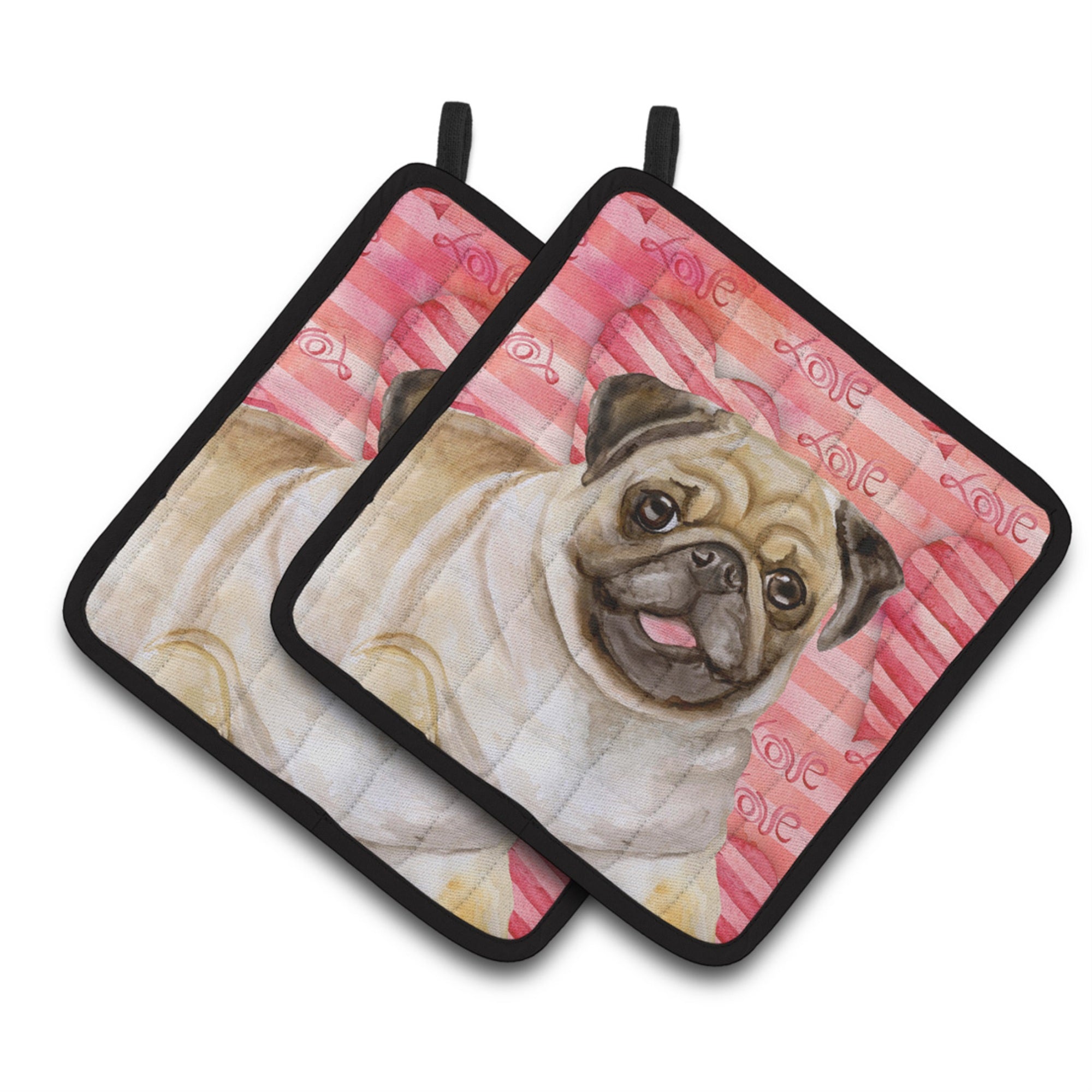 'Caroline'S Treasures Fawn Pug Decorated Pot Holder, 7.5H X 7.5W, Love Is A Dog''