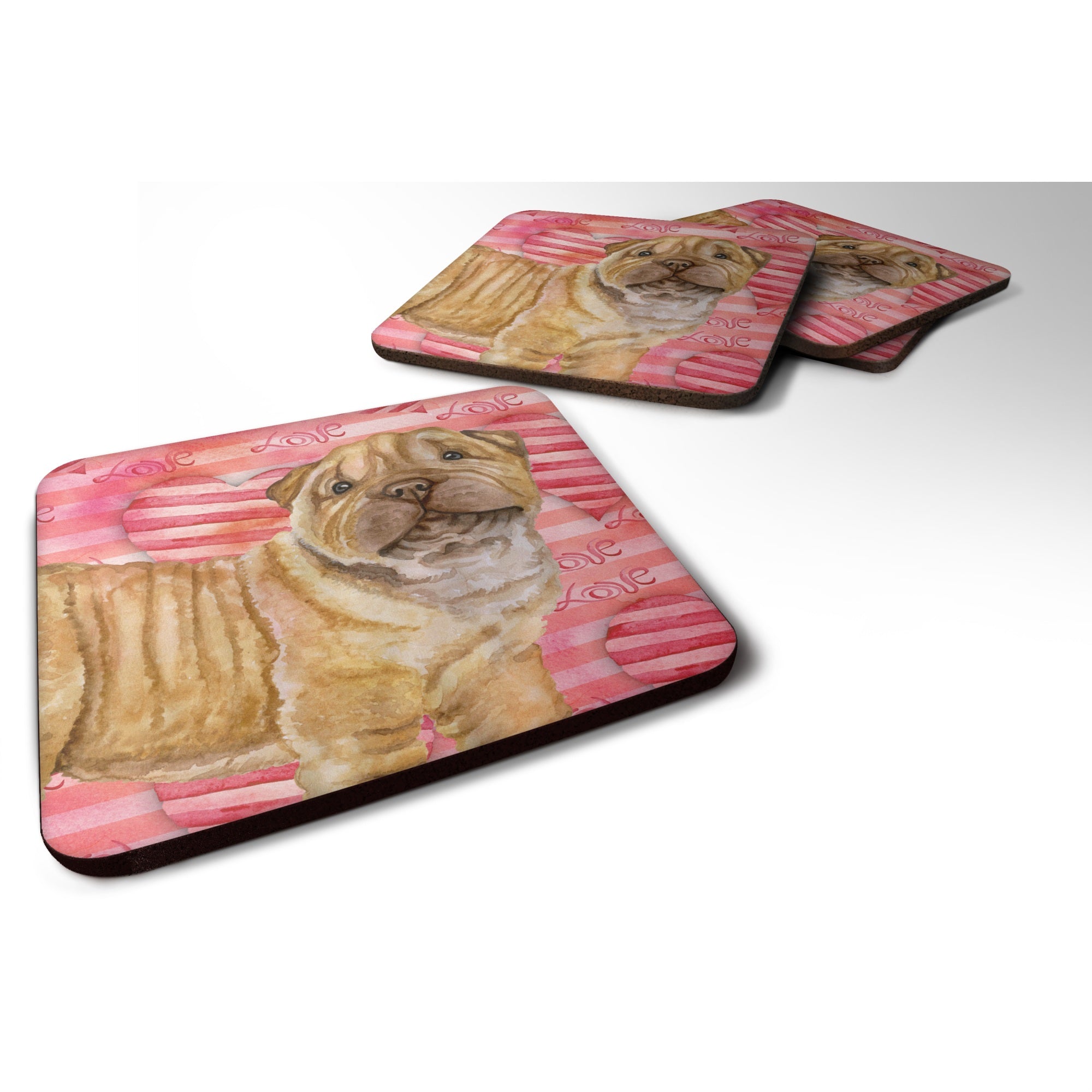'Caroline'S Treasures Shar Pei Puppy Love Decorative Coasters, Multicolor''