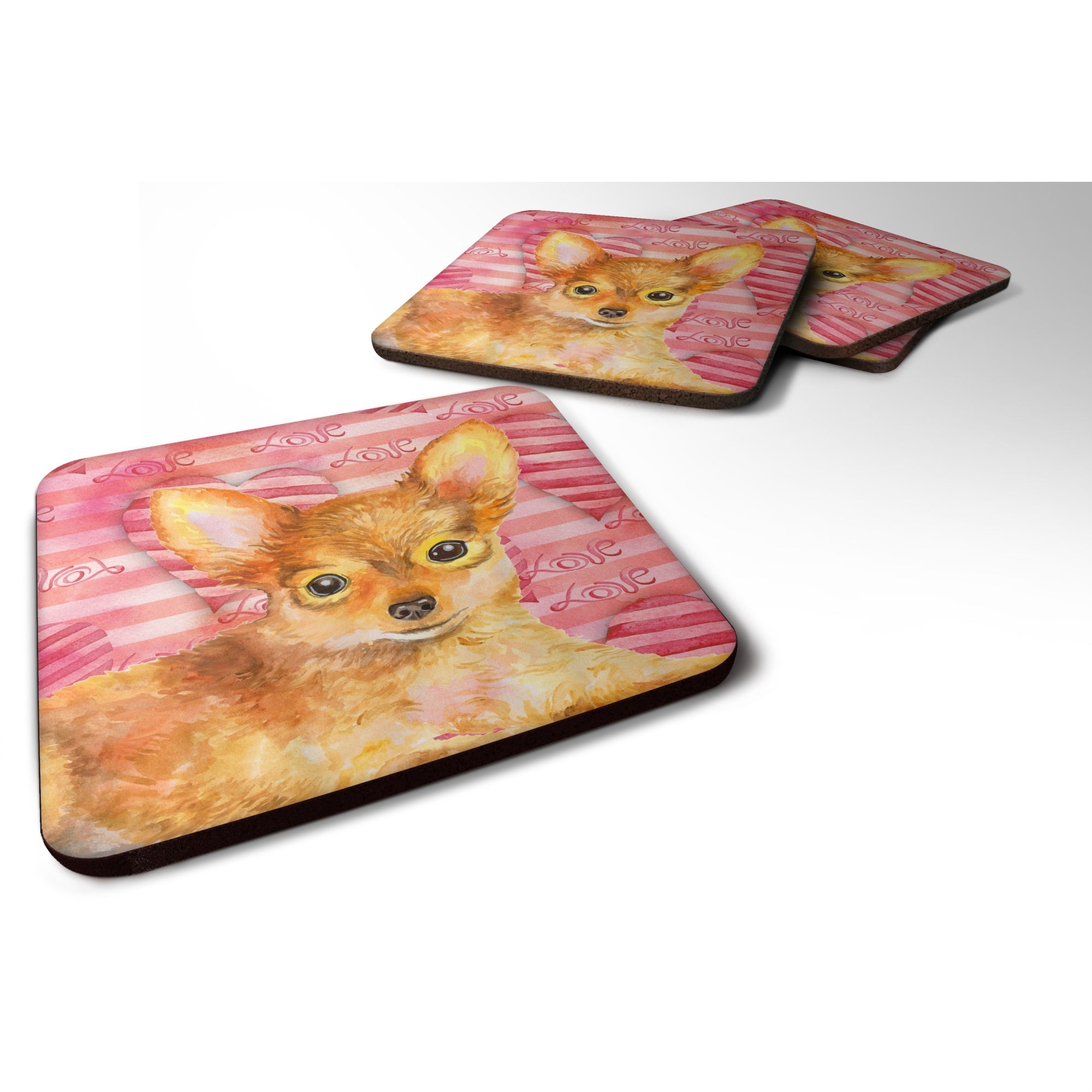 'Caroline'S Treasures Toy Terrier Love Decorative Coasters, Multicolor''