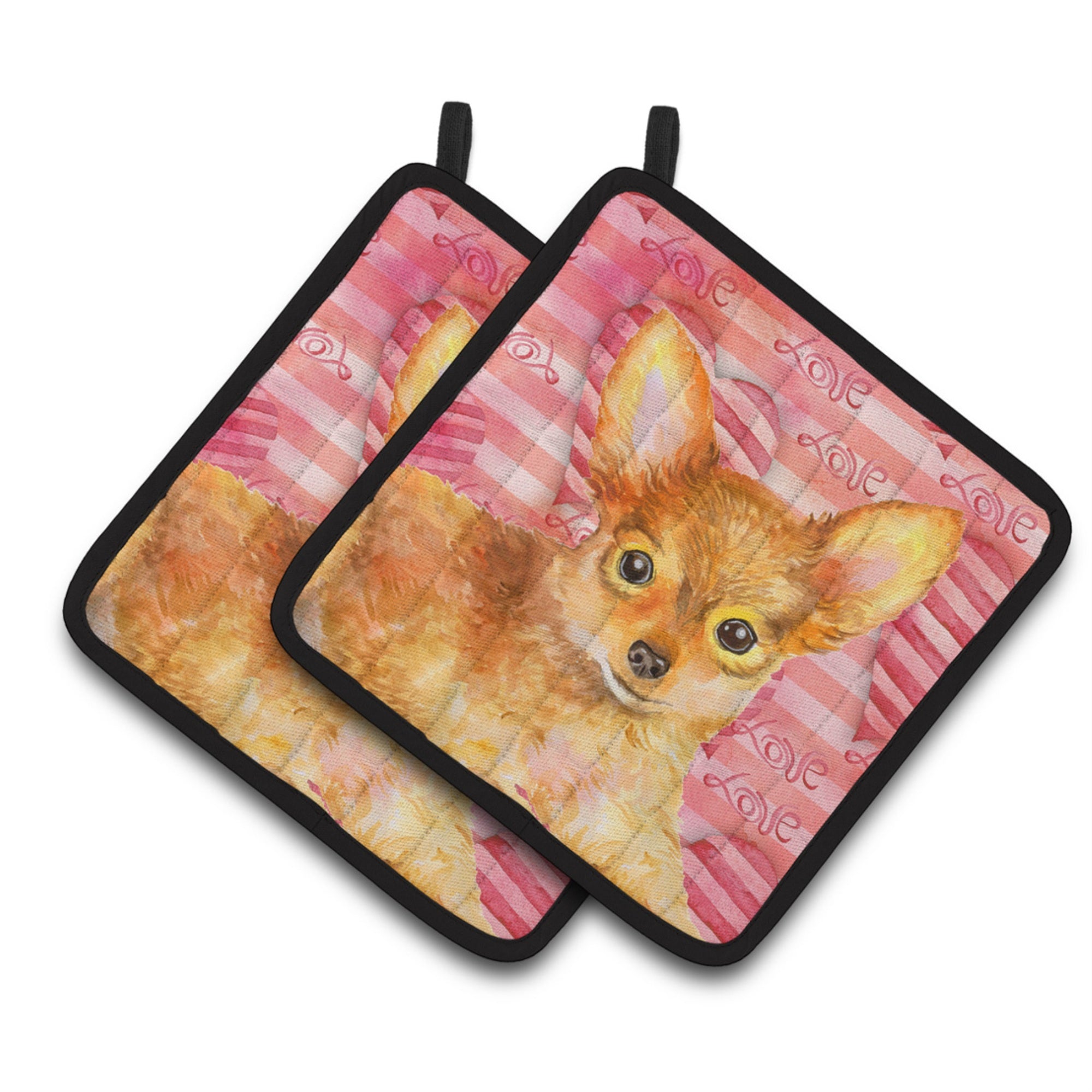 'Caroline'S Treasures Toy Terrier Decorated Pot Holder, 7.5H X 7.5W, Love Is A Dog''