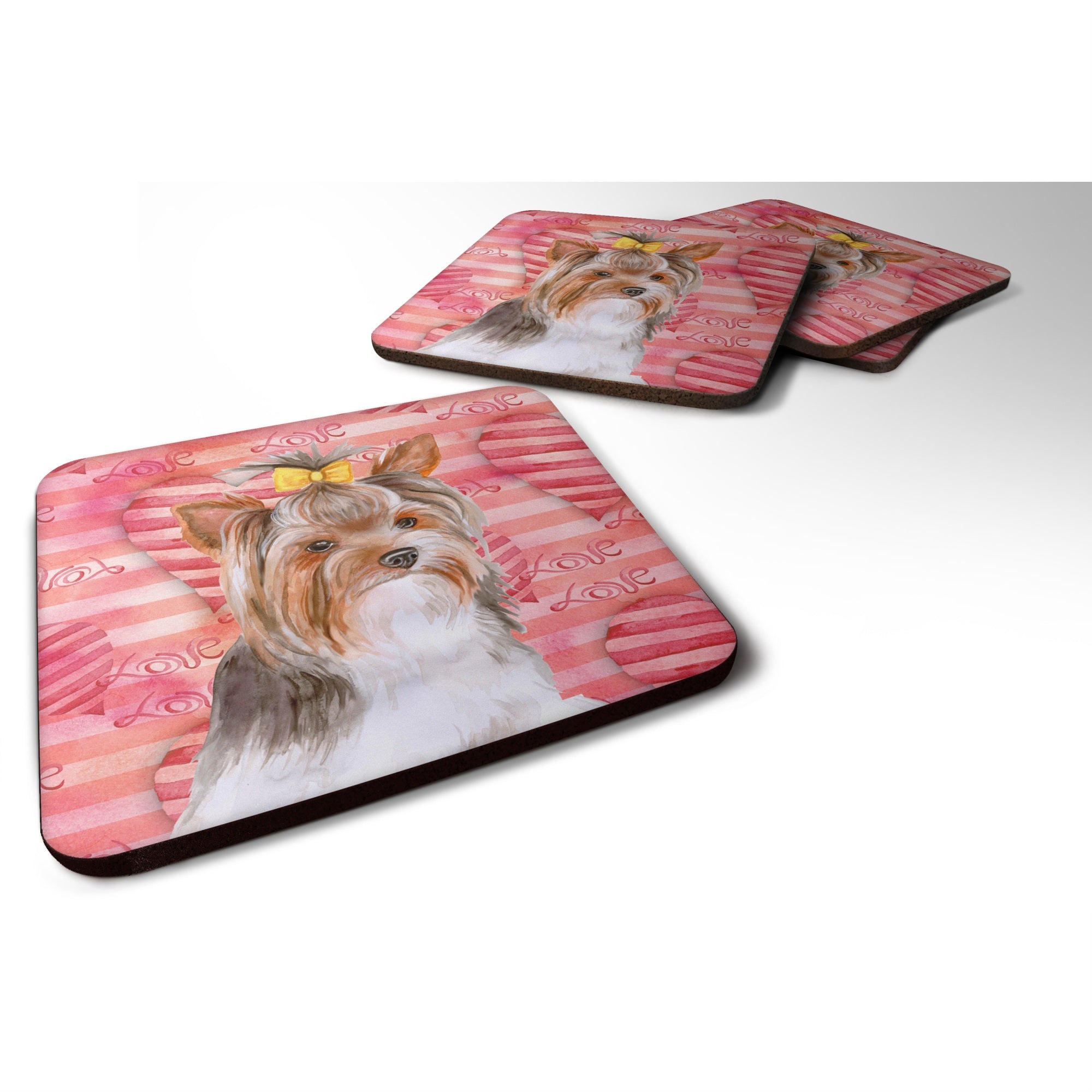 'Caroline'S Treasures Yorkshire Terrier #2 Love Decorative Coasters, Multicolor''