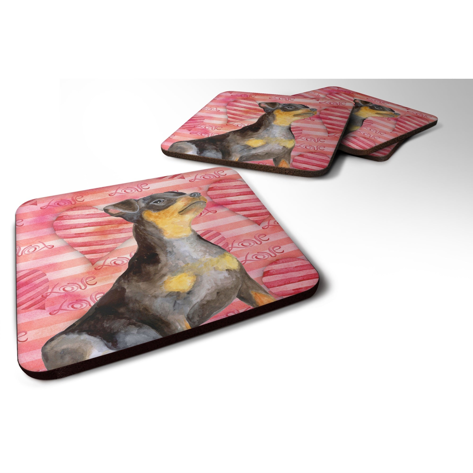 'Caroline'S Treasures Miniature Pinscher #2 Love Decorative Coasters, Multicolor''