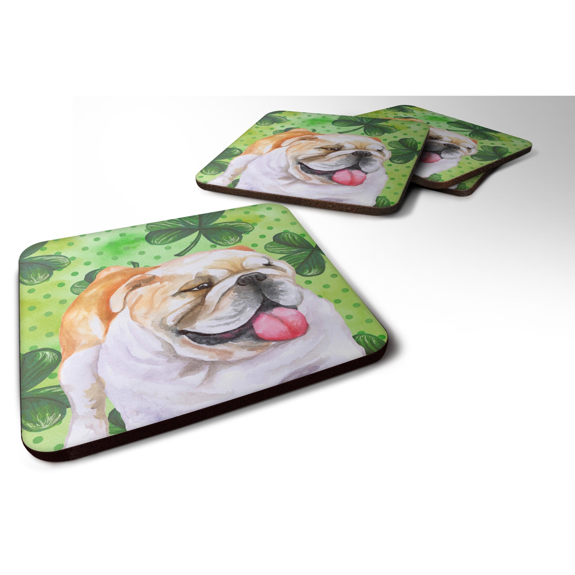 'Caroline'S Treasures English Bulldog St Patrick'S Decorative Coasters, Multicolor''