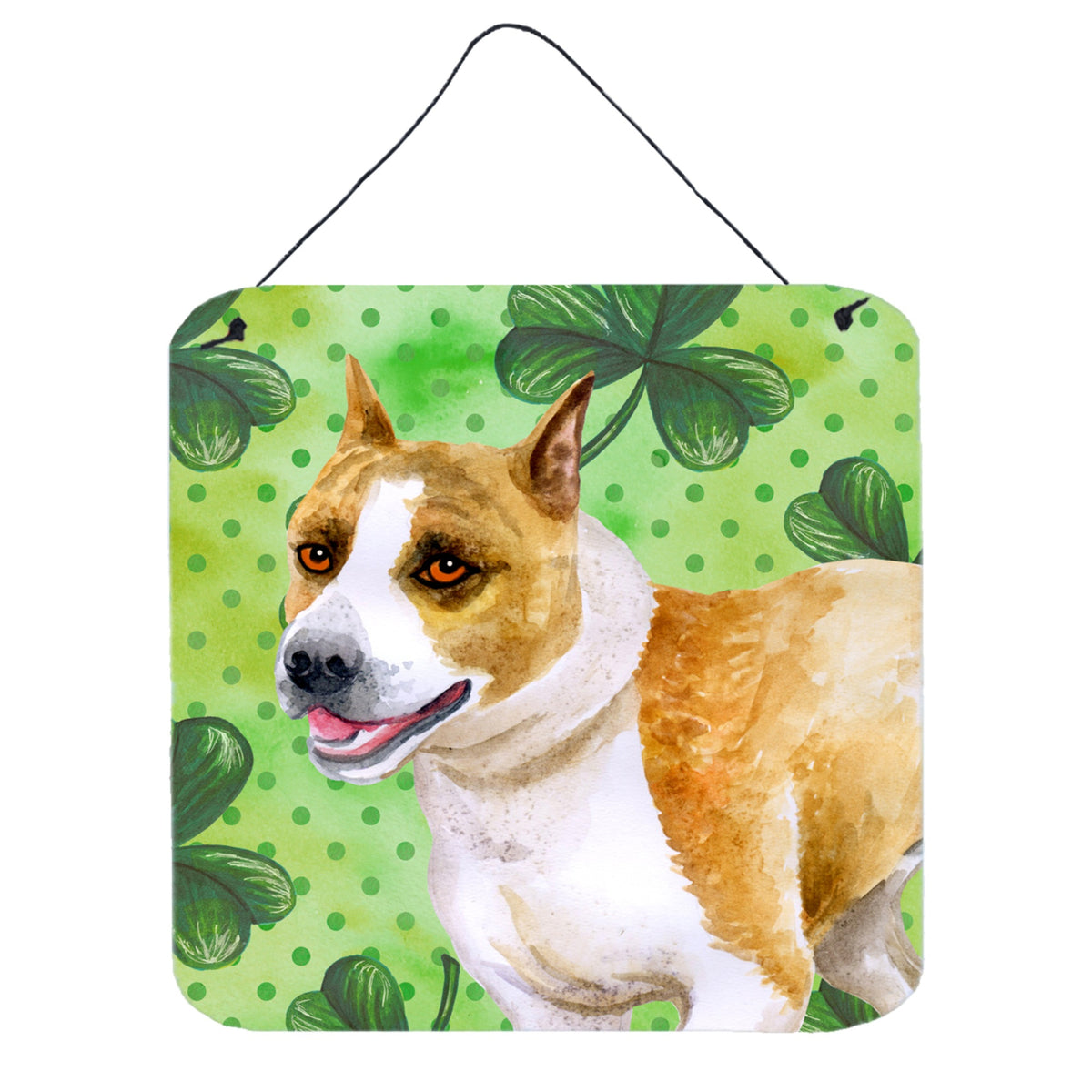 'Caroline'S Treasures American Staffordshire Metal Print, 6H X 6W, St Patrick'S Day''