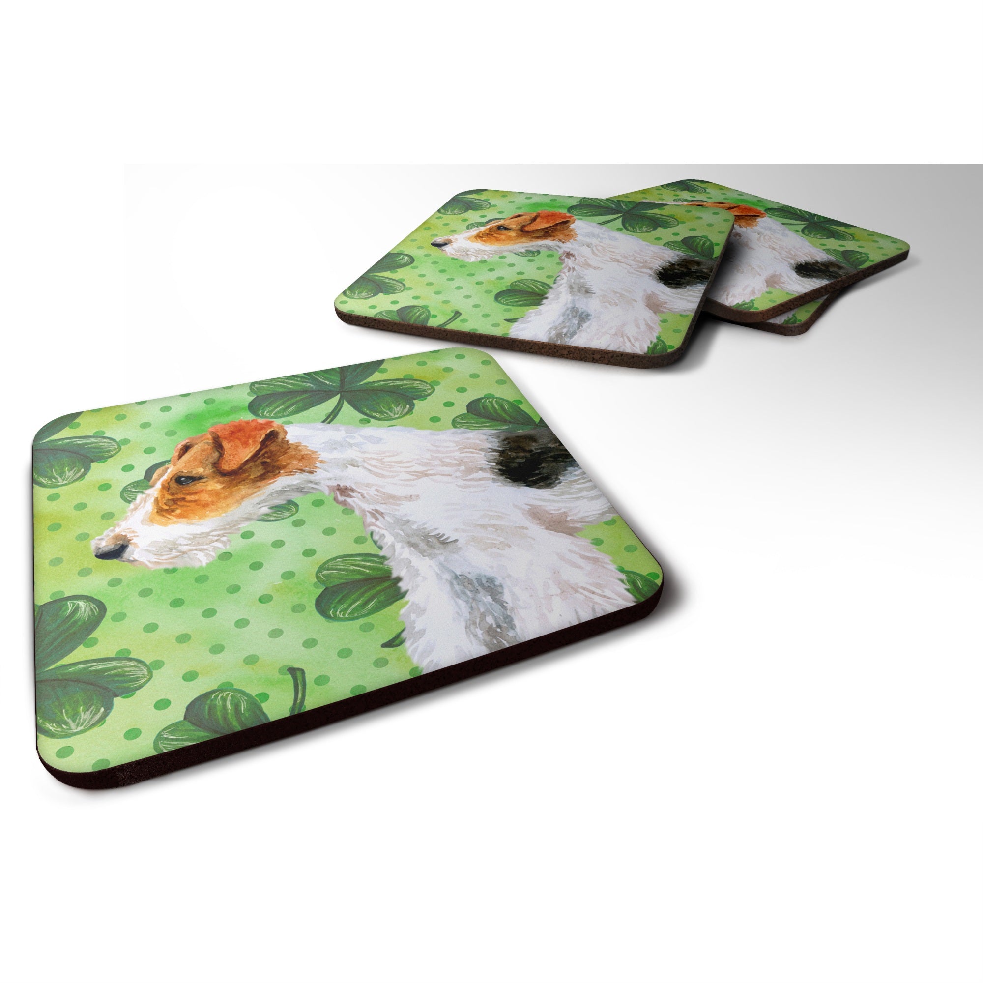 'Caroline'S Treasures Fox Terrier St Patrick'S Decorative Coasters, Multicolor''