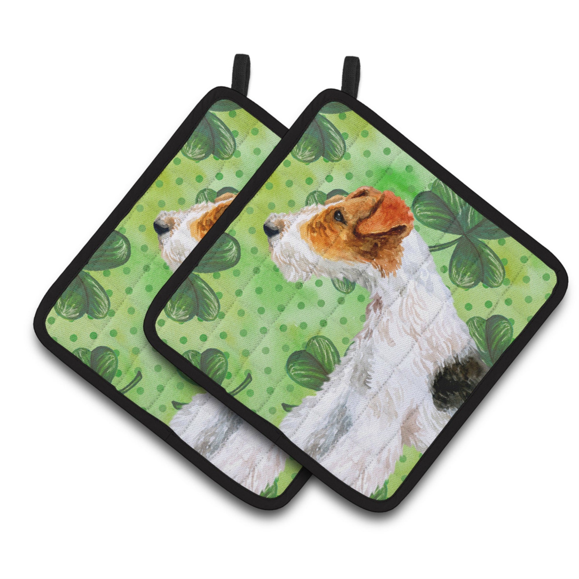 'Caroline'S Treasures Fox Terrier Decorated Pot Holder, 7.5H X 7.5W, St Patrick'S Day''