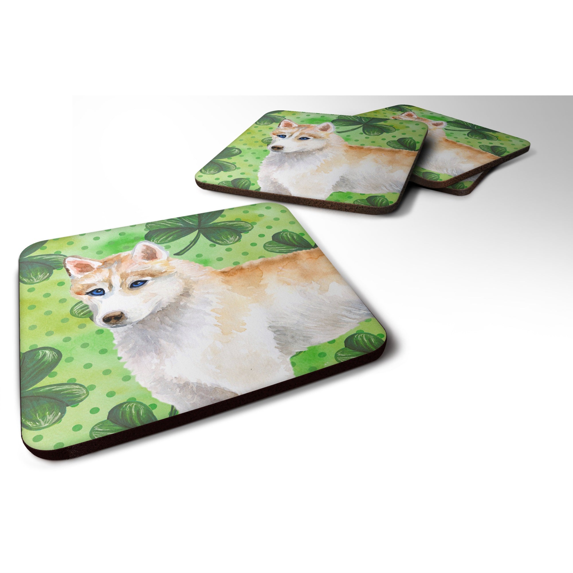 'Caroline'S Treasures Siberian Husky St Patrick'S Decorative Coasters, Multicolor''