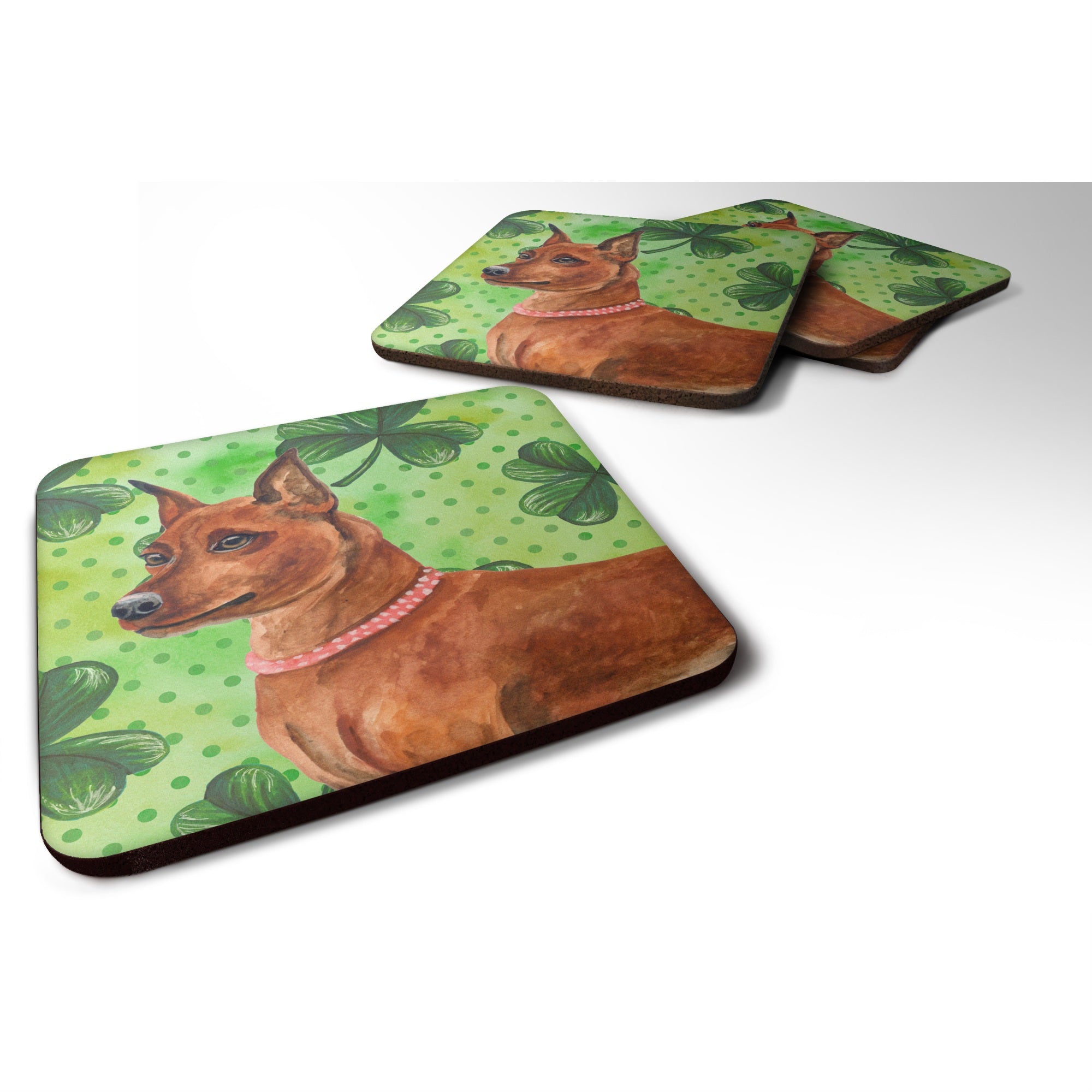 'Caroline'S Treasures Miniature Pinscher St Patrick'S Decorative Coasters, Multicolor''