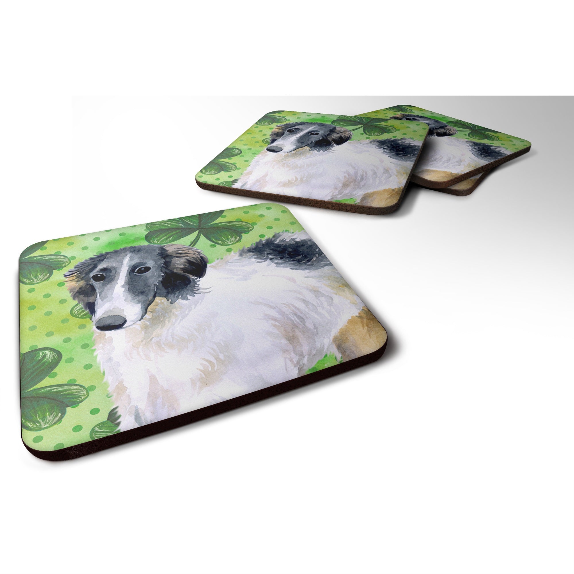 'Caroline'S Treasures Borzoi St Patrick'S Decorative Coasters, Multicolor''